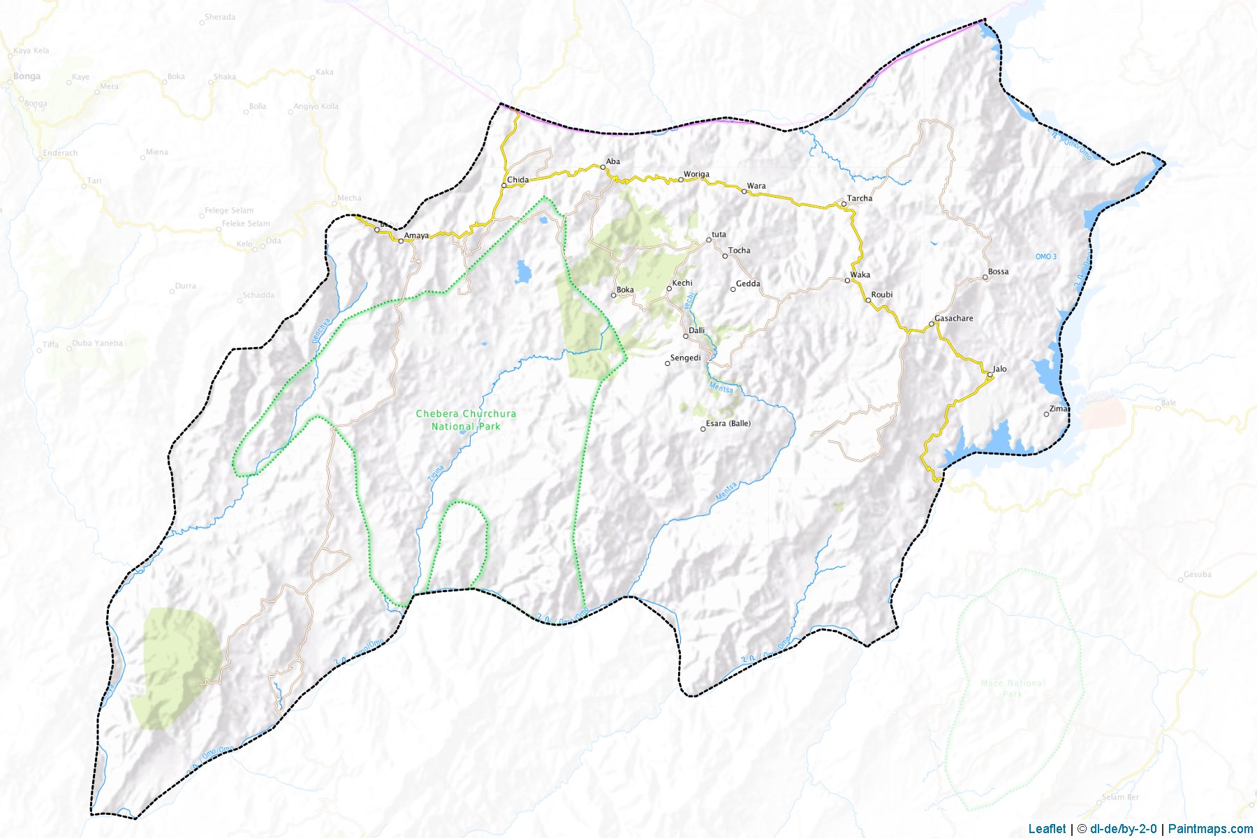 Muestras de recorte de mapas Dawro (Southern Nations, Nationalities and Peoples)-1