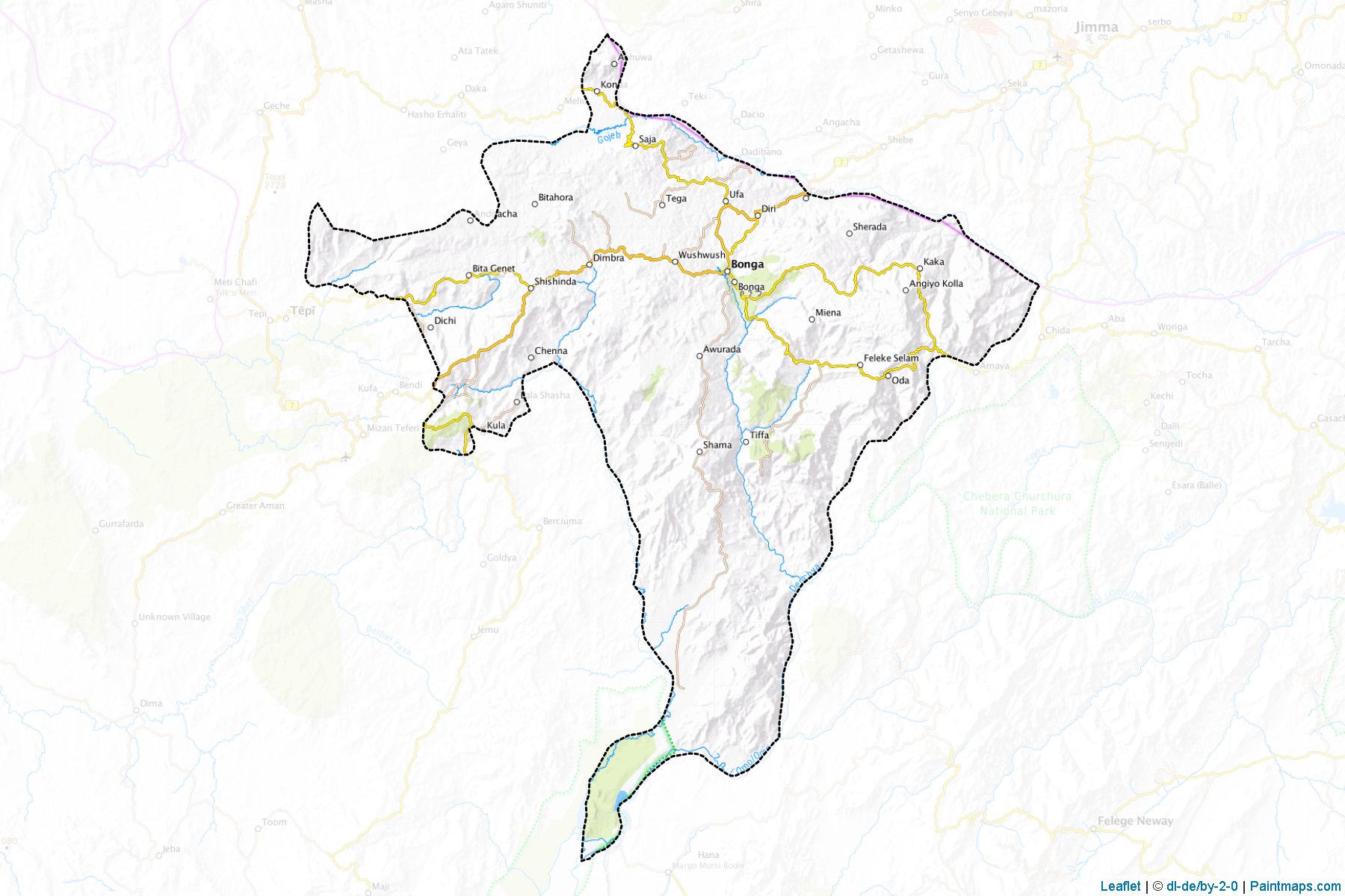 Muestras de recorte de mapas Keffa (Southern Nations, Nationalities and Peoples)-1