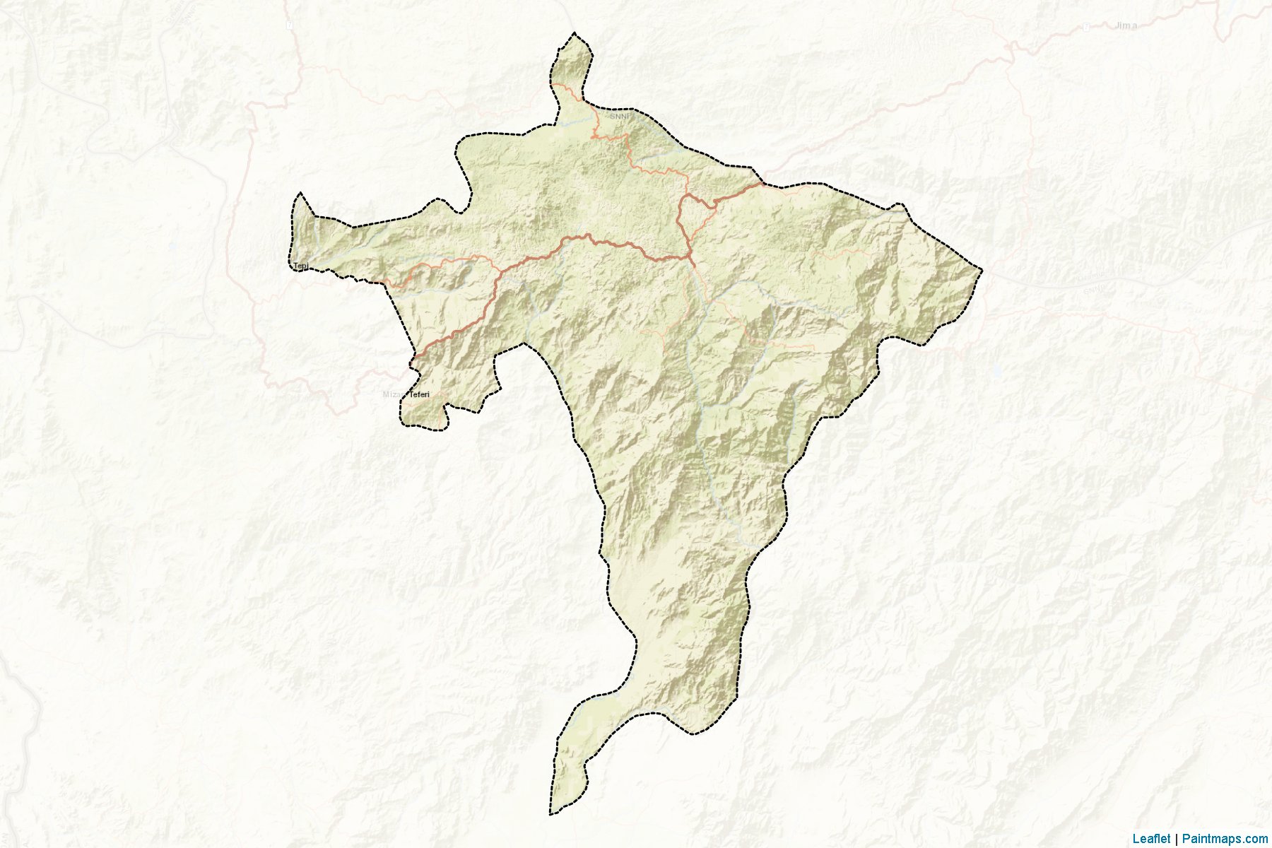 Muestras de recorte de mapas Keffa (Southern Nations, Nationalities and Peoples)-2