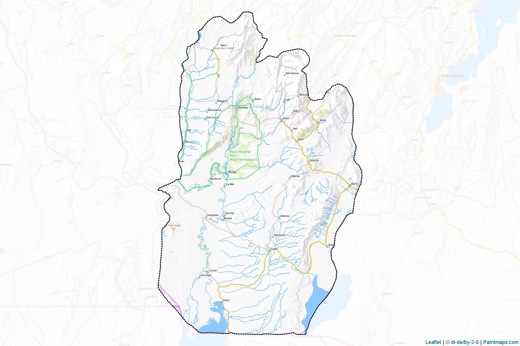 Muestras de recorte de mapas South Omo (Southern Nations, Nationalities and Peoples)-1