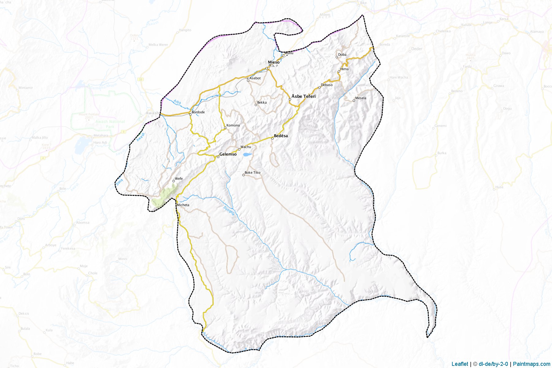 Muestras de recorte de mapas W. Haraerge (Oromiya)-1