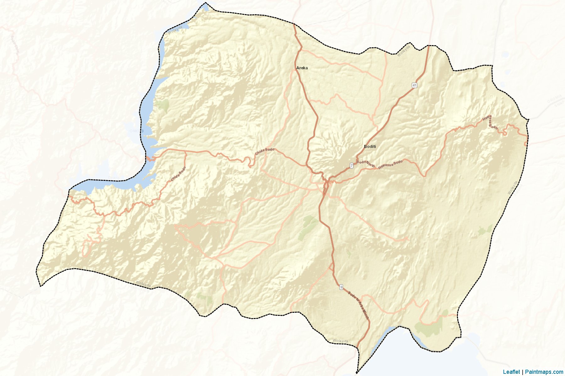 Muestras de recorte de mapas Welayita (Southern Nations, Nationalities and Peoples)-2