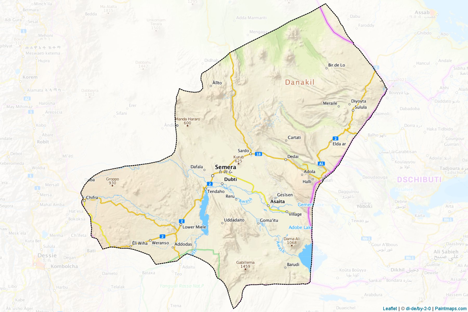 Muestras de recorte de mapas Afar Zone 1 (Afar)-1