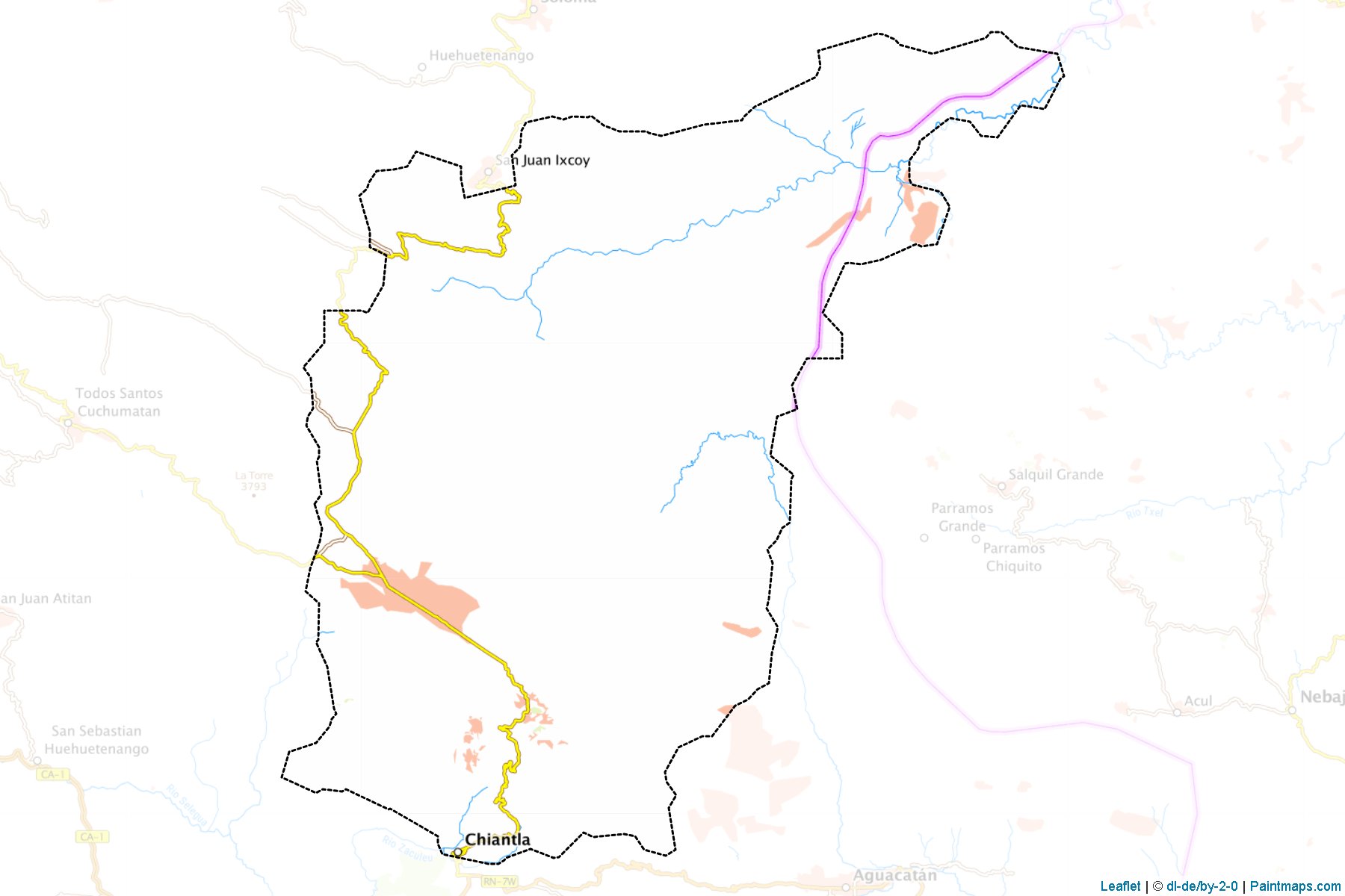 Muestras de recorte de mapas Chiantla (Huehuetenango)-1