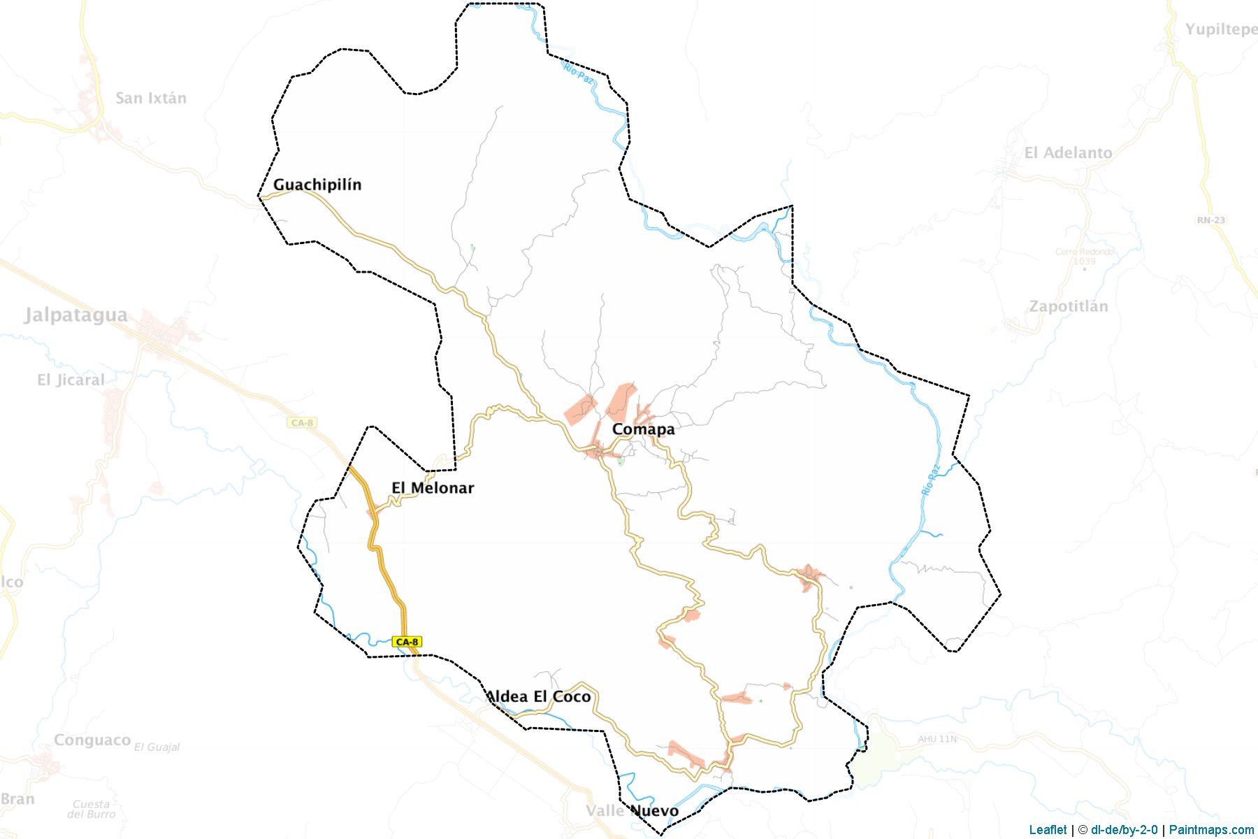 Muestras de recorte de mapas Comapa (Jutiapa)-1