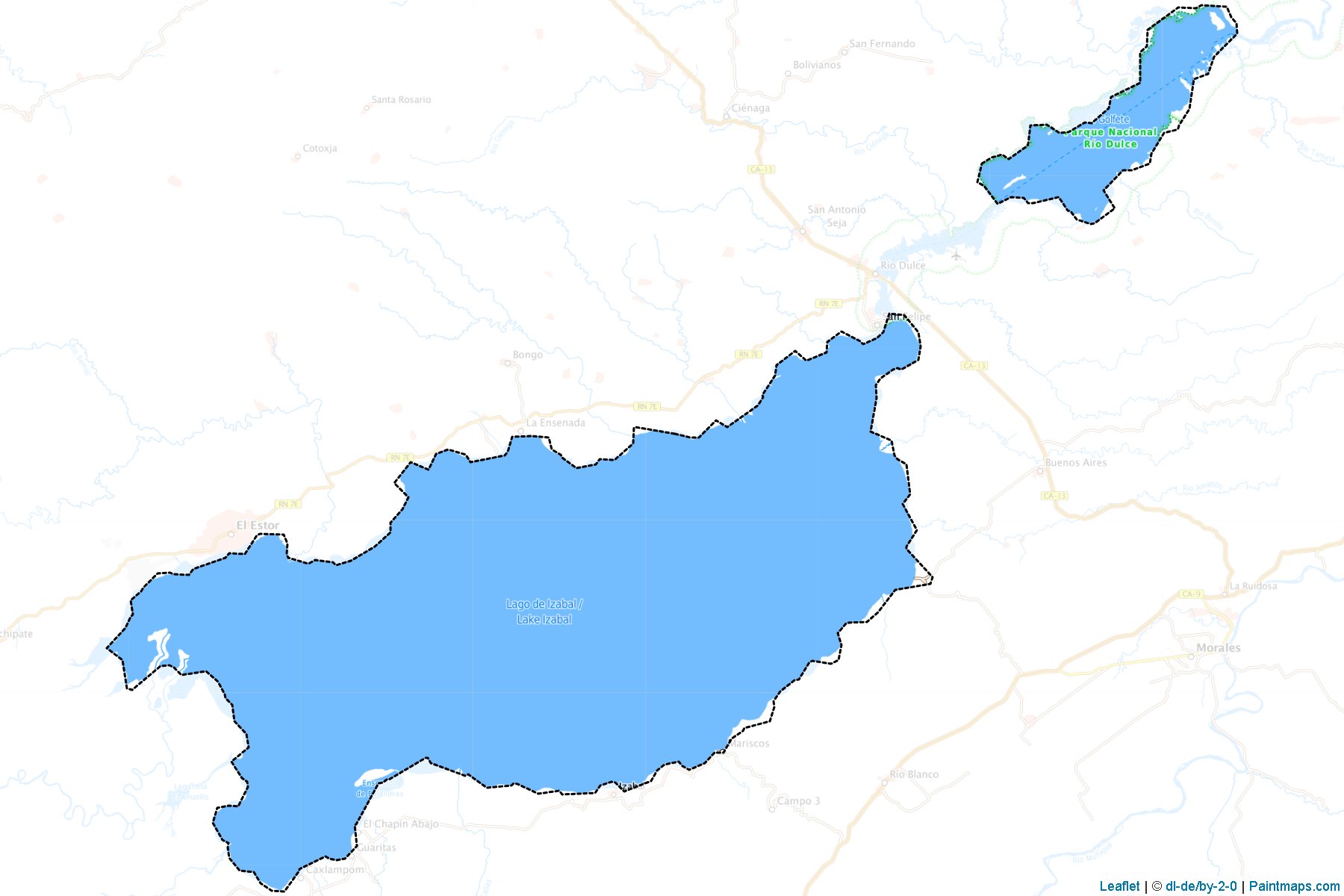 Muestras de recorte de mapas Lake Izabal (Izabal)-1