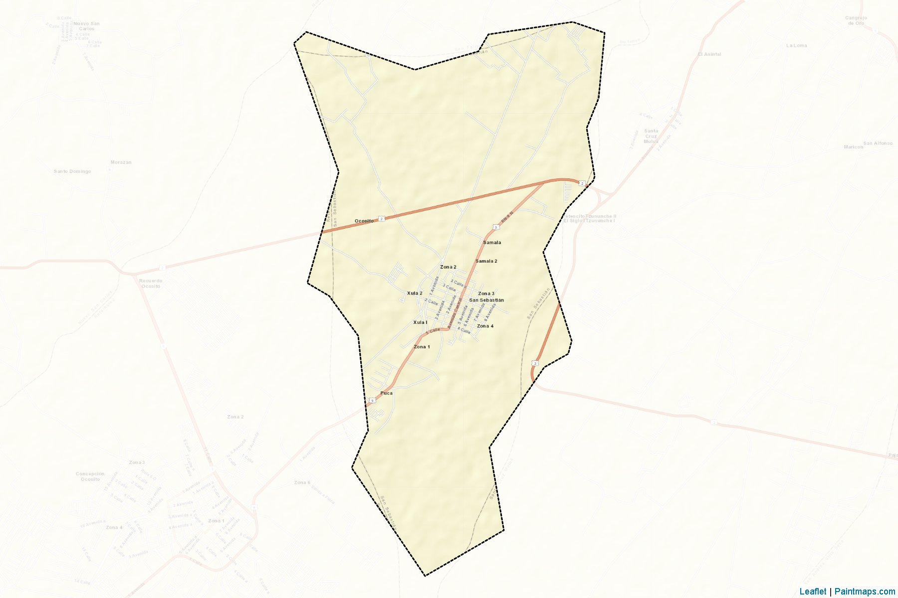 Muestras de recorte de mapas San Sebastian (Retalhuleu)-2