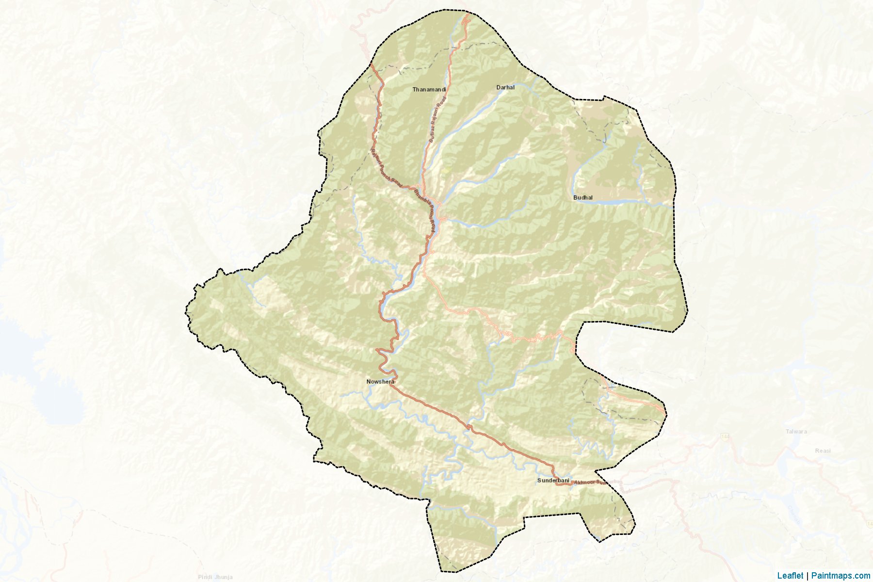 Muestras de recorte de mapas Rajouri (Jammu and Kashmir)-2