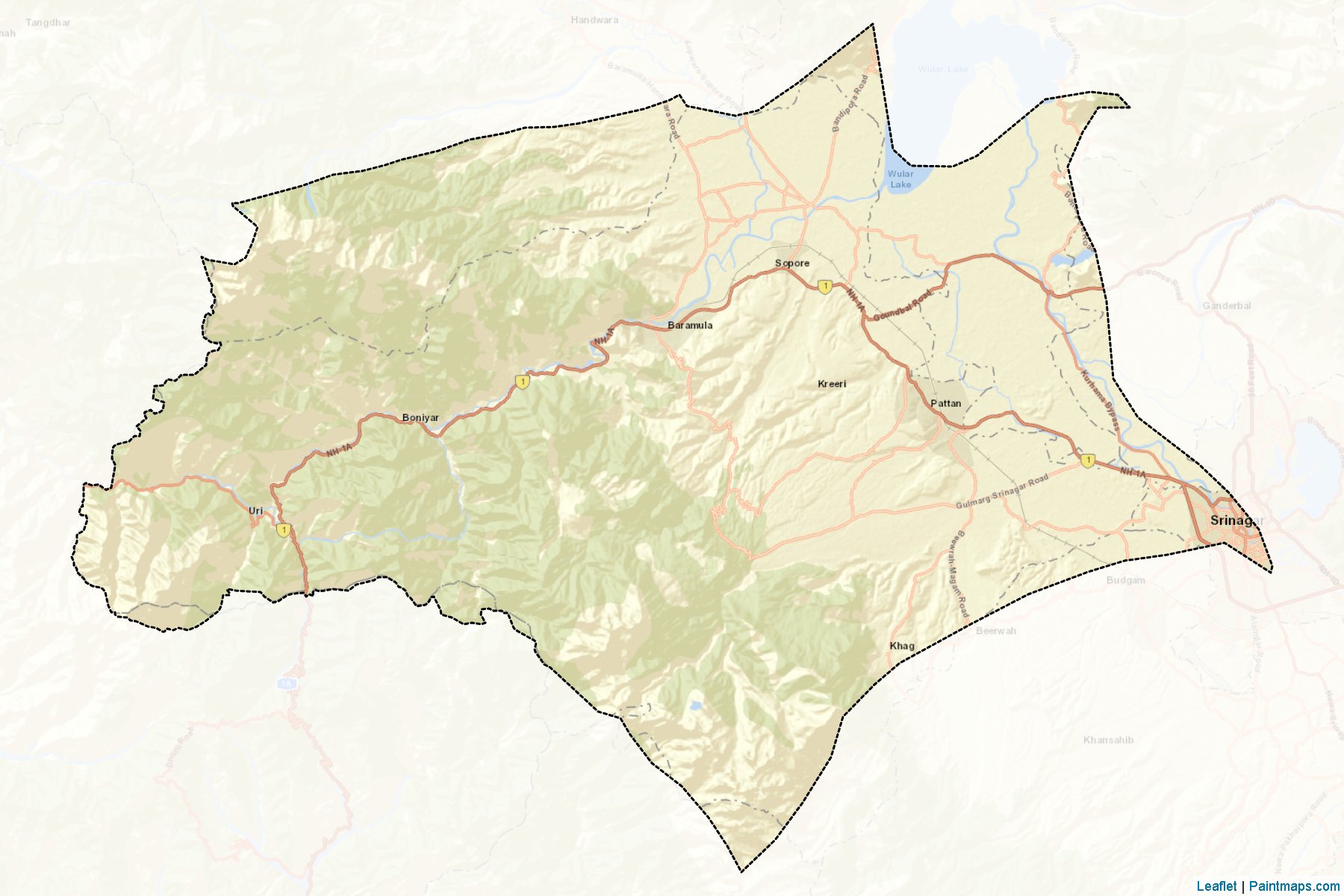 Baramulla (Jammu and Kashmir) Map Cropping Samples-2