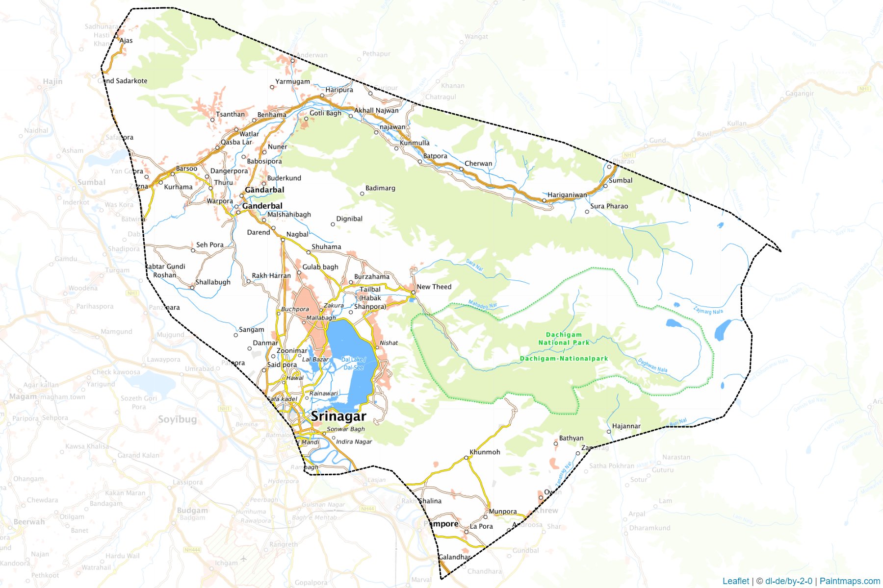 Srinagar (Jammu and Kashmir) Map Cropping Samples-1