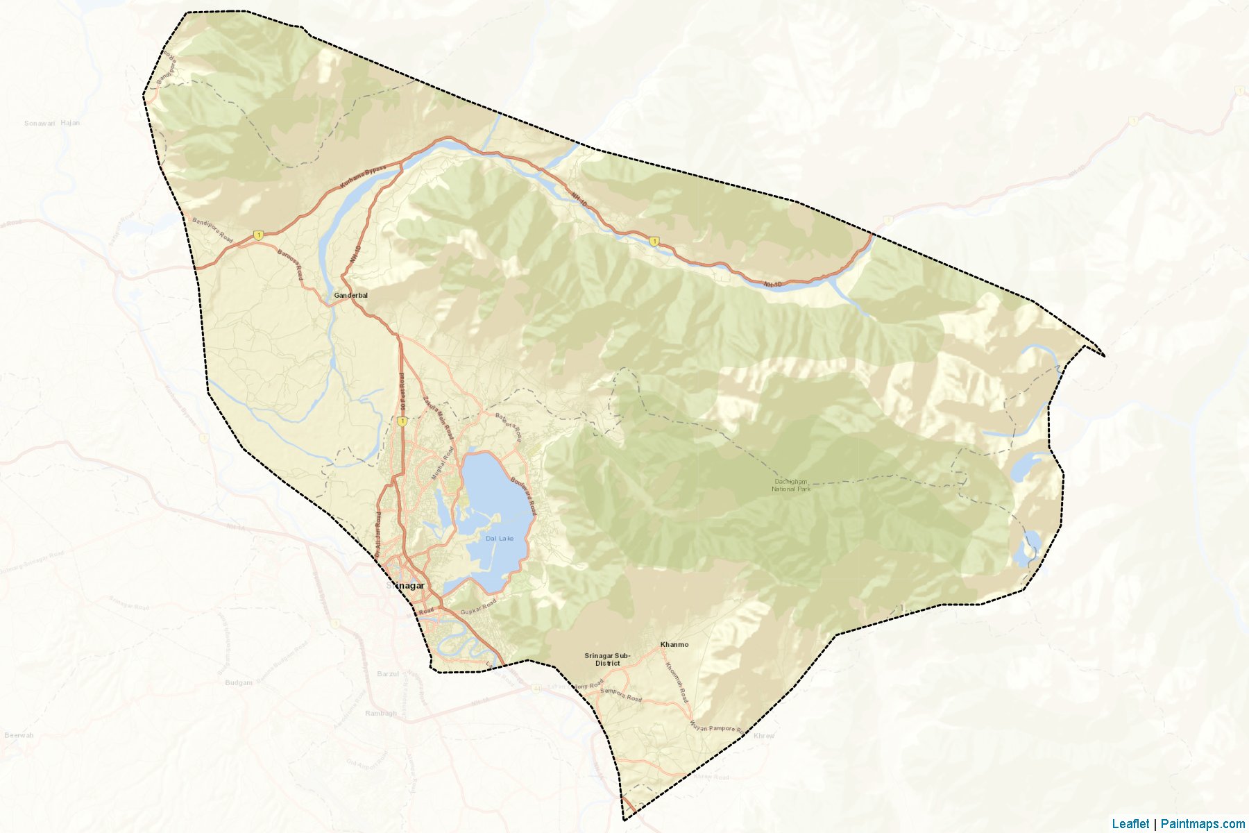 Srinagar (Jammu and Kashmir) Map Cropping Samples-2