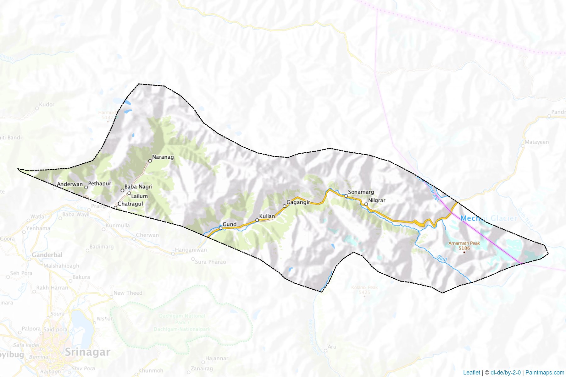 Ganderbal (Cemmu ve Keşmir) Haritası Örnekleri-1