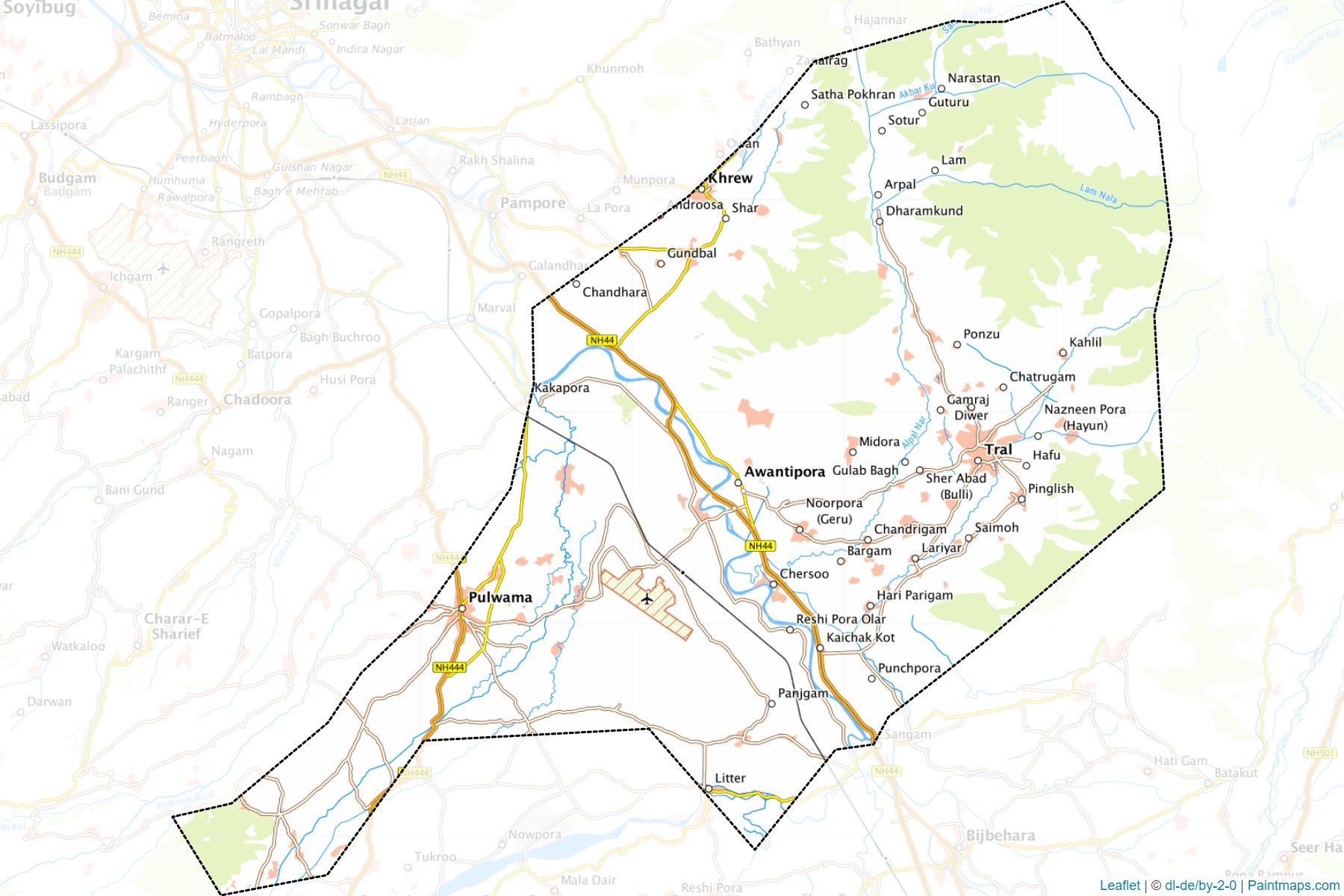 Pulwama (Jammu and Kashmir) Map Cropping Samples-1