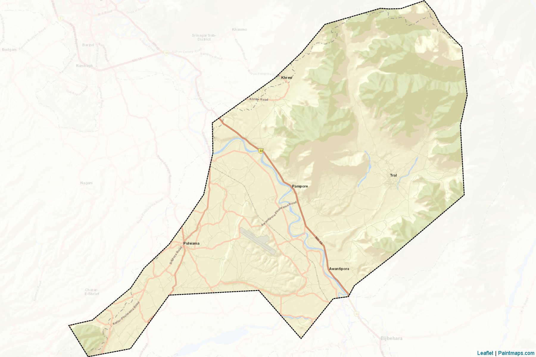 Pulwama (Jammu and Kashmir) Map Cropping Samples-2