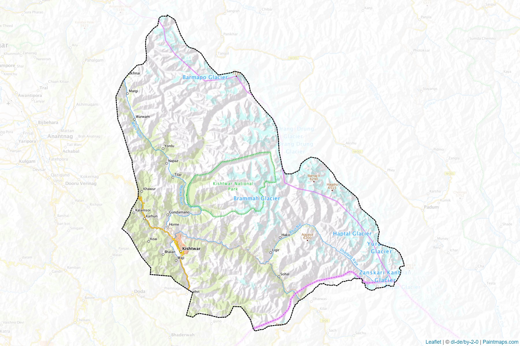 Kishtwar (Jammu and Kashmir) Map Cropping Samples-1