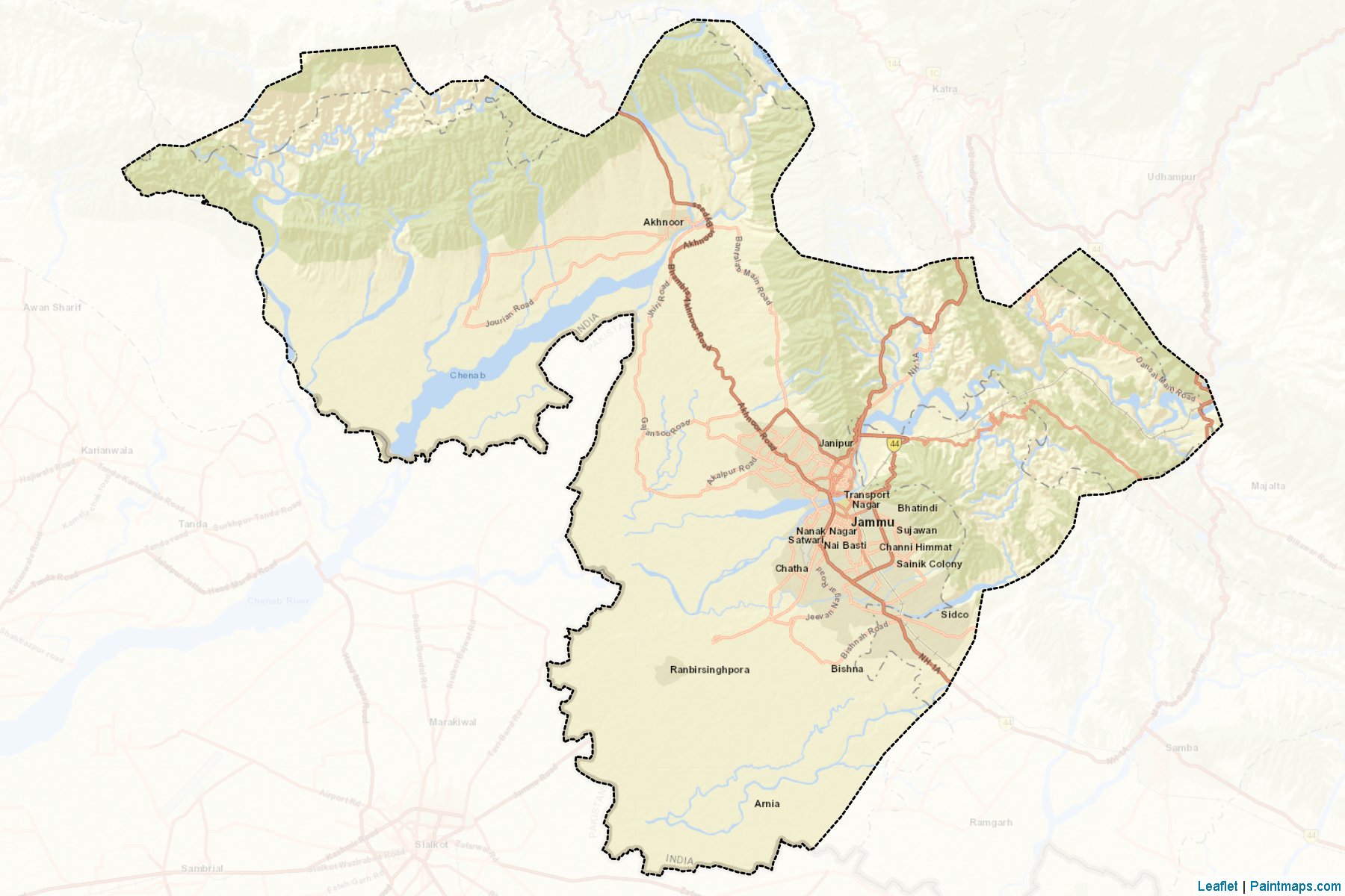 Jammu (Jammu and Kashmir) Map Cropping Samples-2