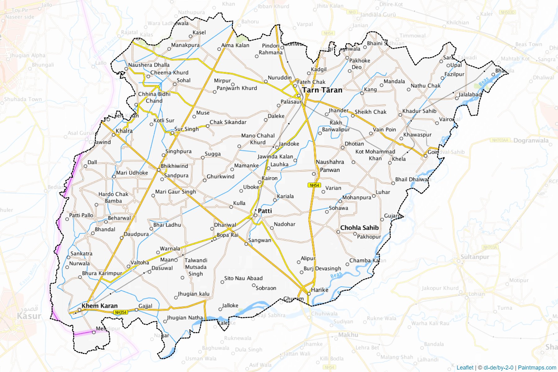 Muestras de recorte de mapas Tarn Taran (Punjab)-1