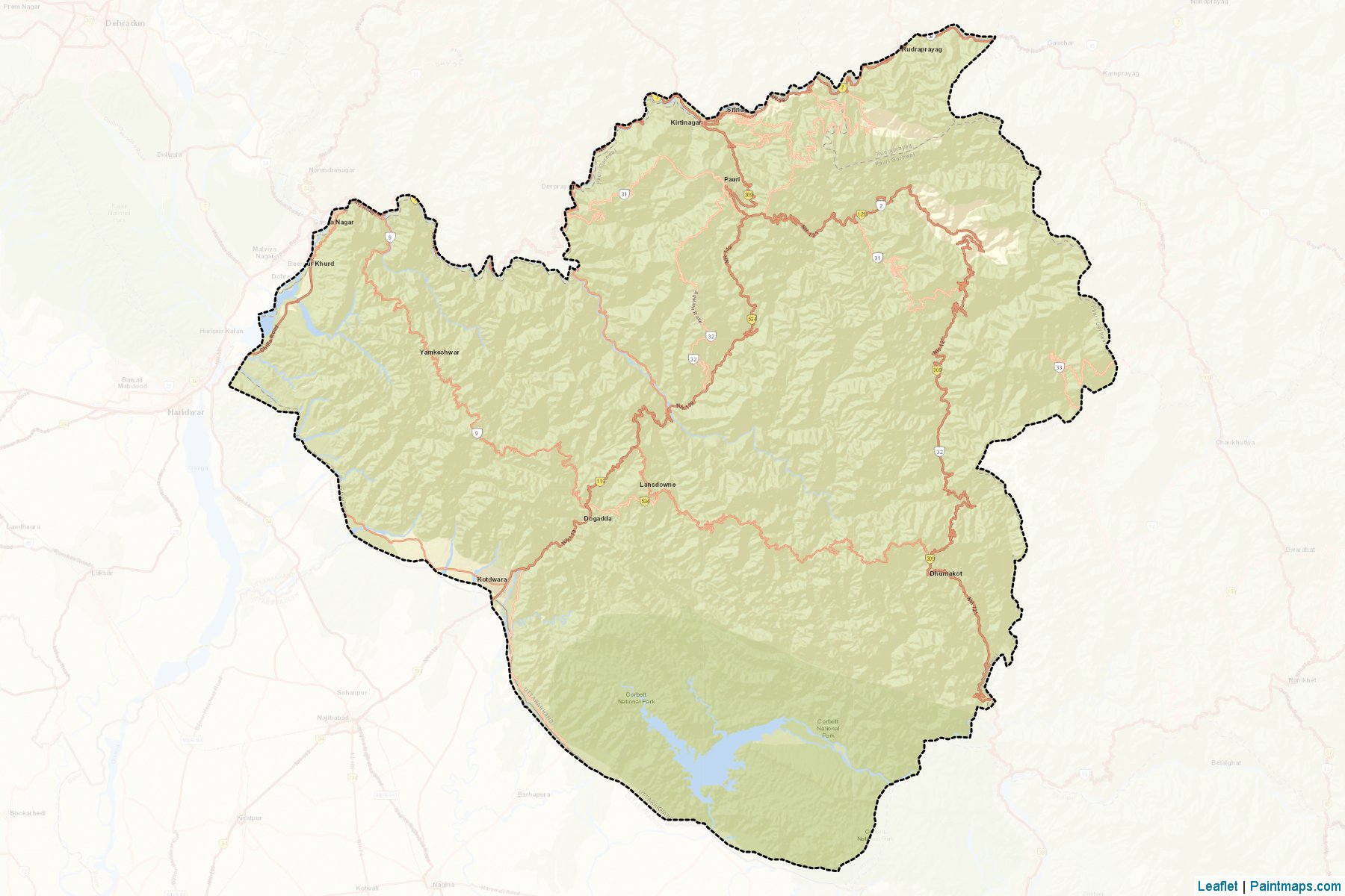 Pauri Garhwal (Uttarakhand) Map Cropping Samples-2