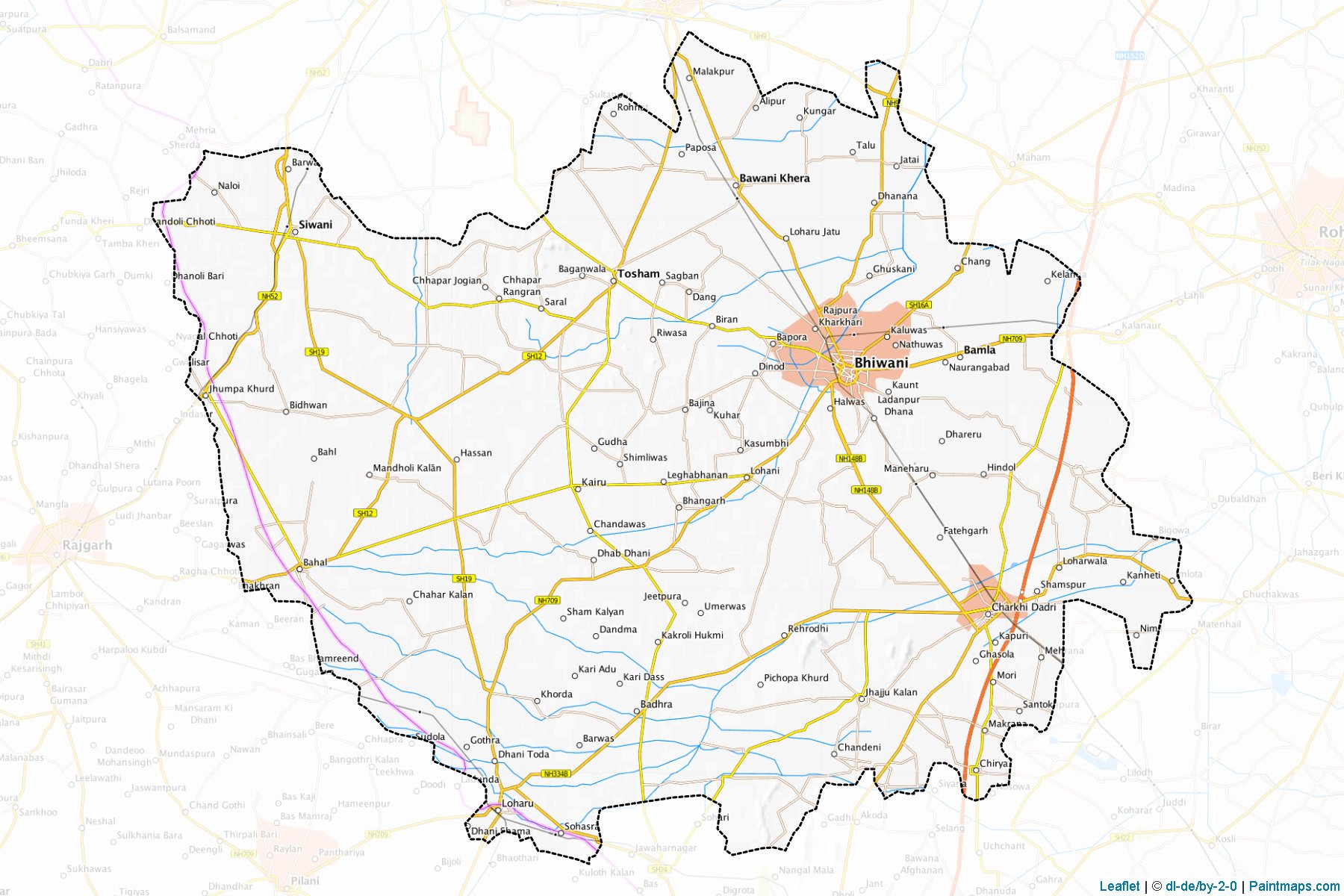 Muestras de recorte de mapas Bhiwani (Haryana)-1