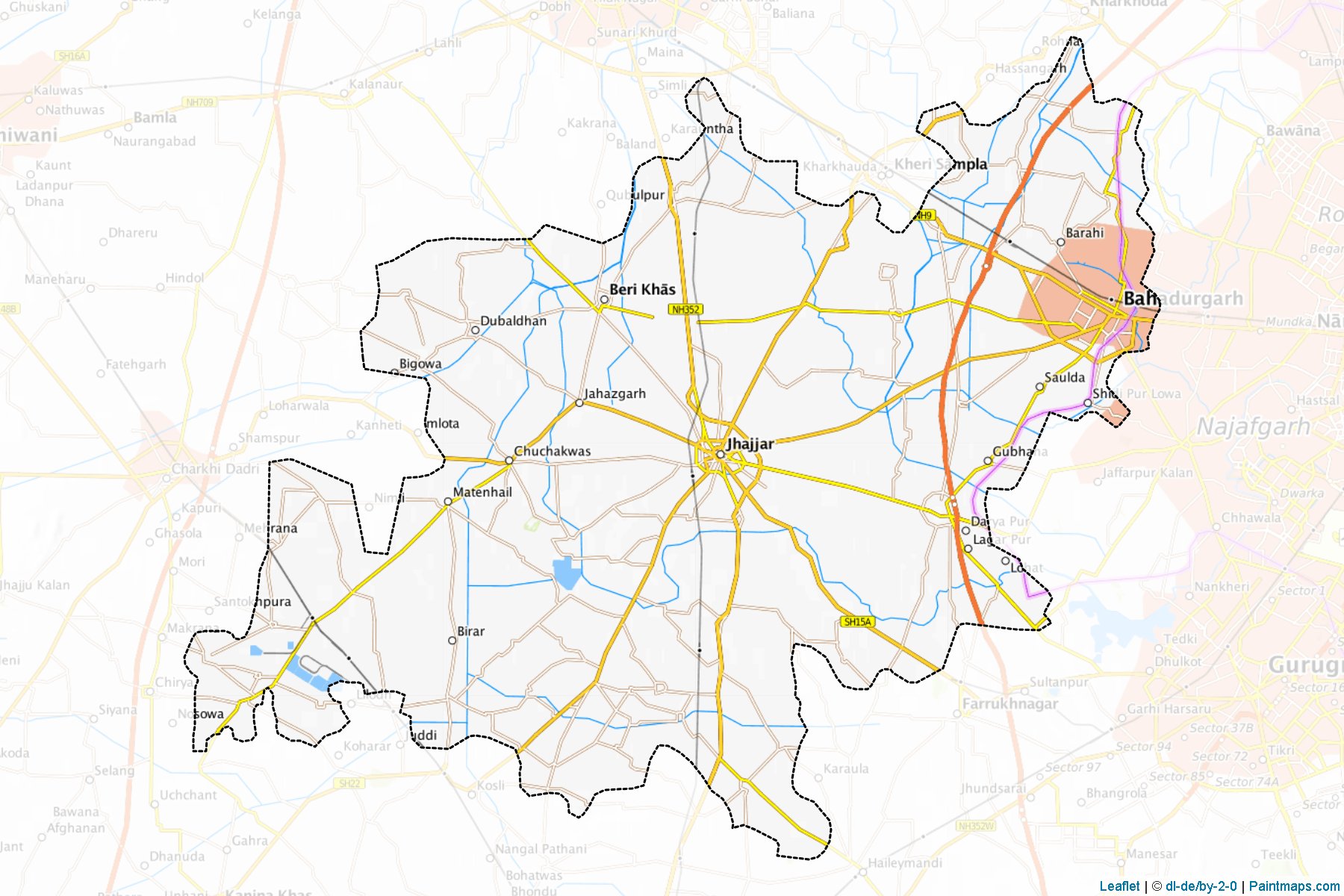 Muestras de recorte de mapas Jhajjar (Haryana)-1