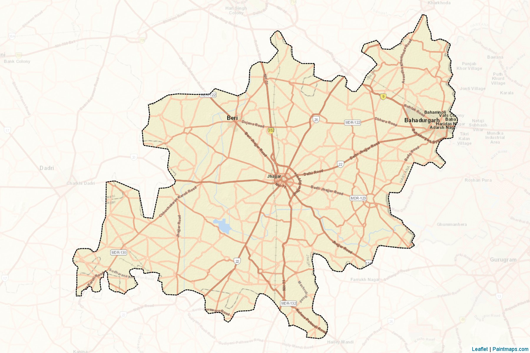 Muestras de recorte de mapas Jhajjar (Haryana)-2