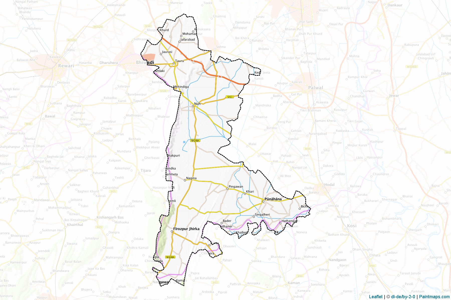 Muestras de recorte de mapas Mewat (Haryana)-1