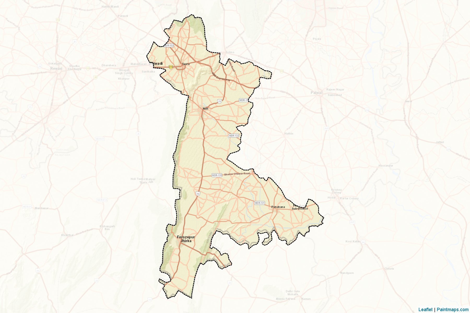 Muestras de recorte de mapas Mewat (Haryana)-2