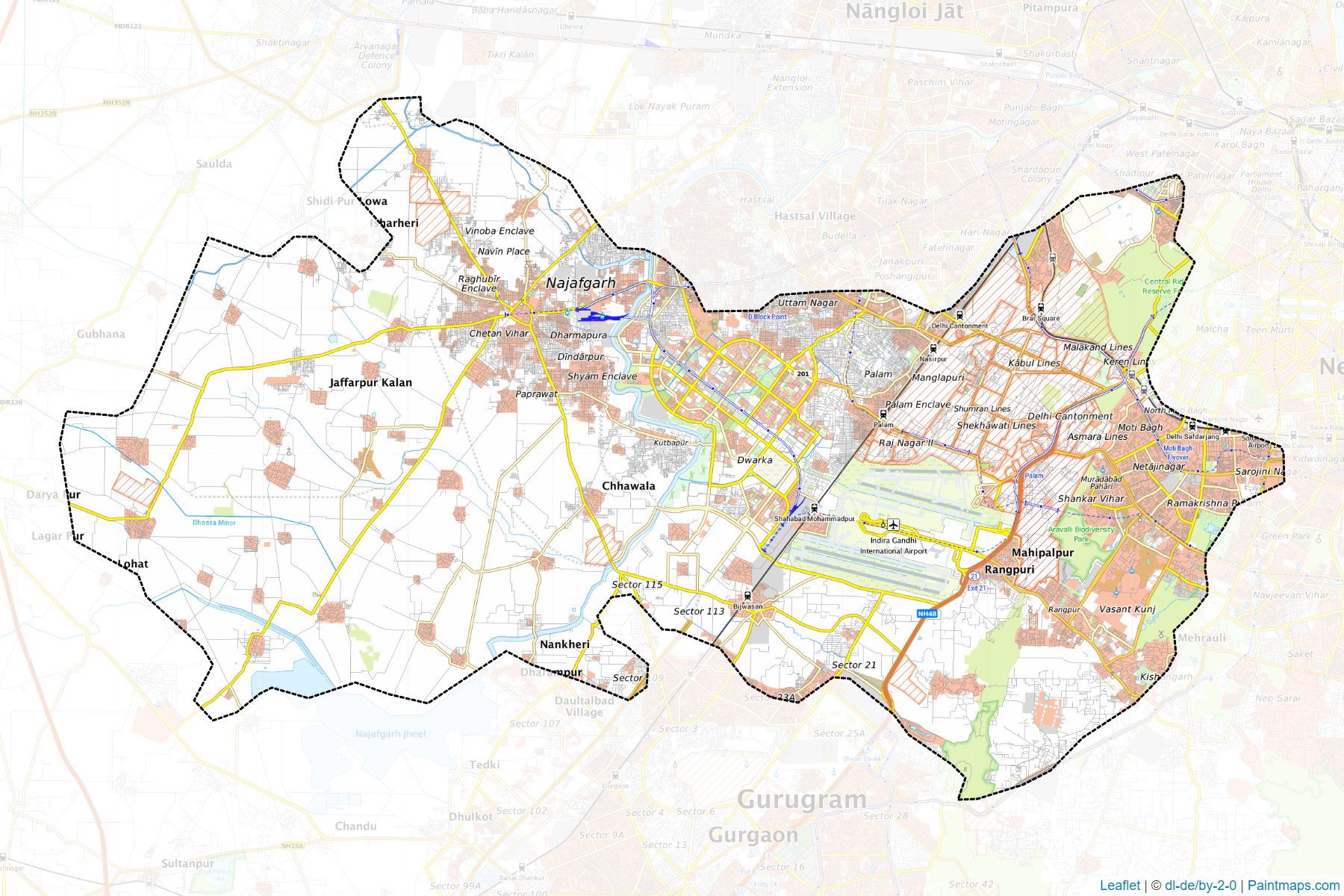 Muestras de recorte de mapas South West Delhi (Delhi)-1