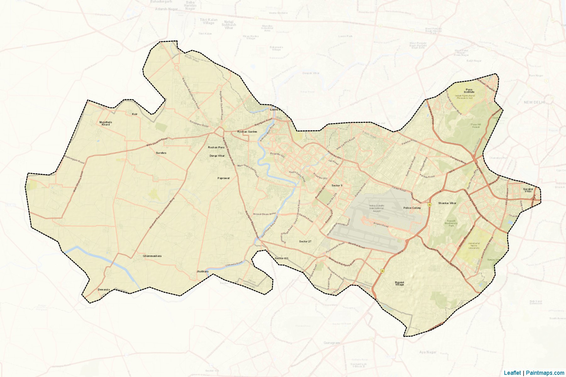 Muestras de recorte de mapas South West Delhi (Delhi)-2