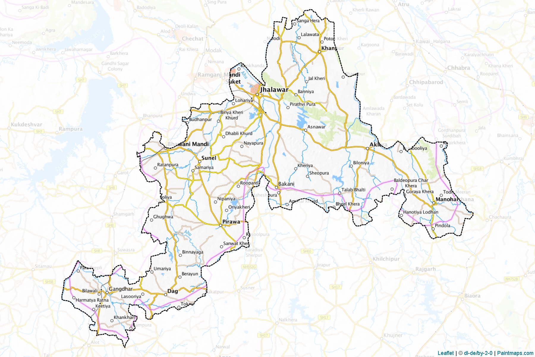 Muestras de recorte de mapas Jhalawar (Rajasthan)-1