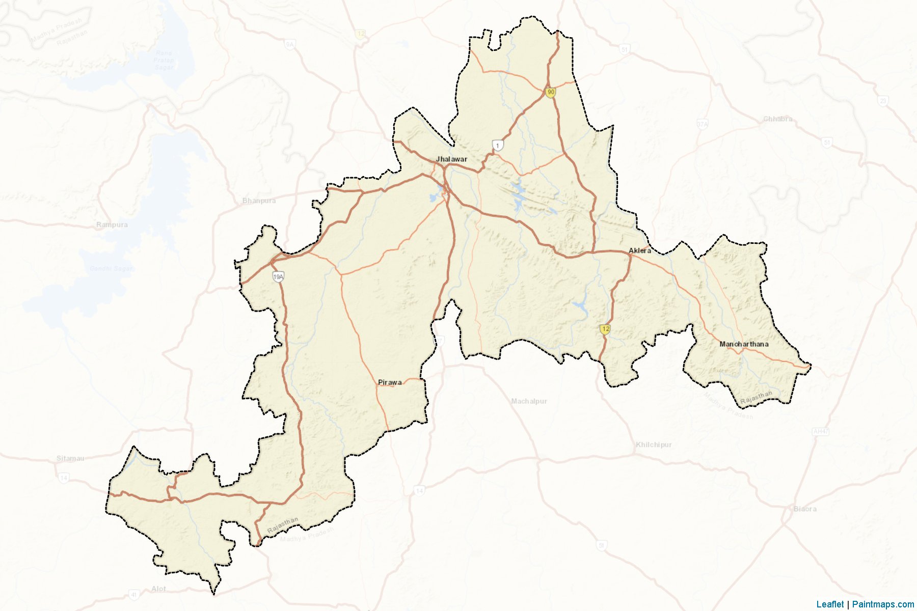 Muestras de recorte de mapas Jhalawar (Rajasthan)-2