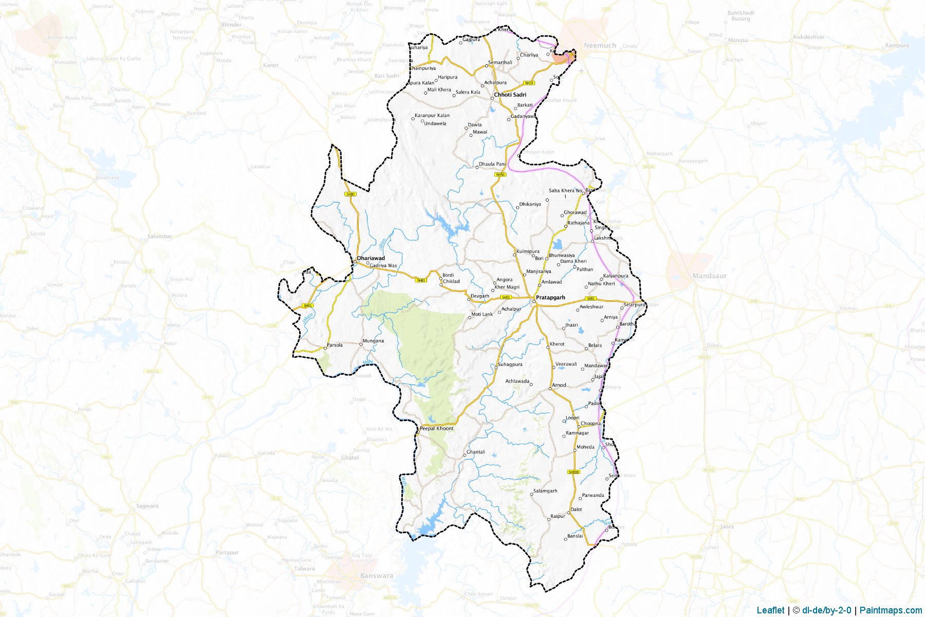 Muestras de recorte de mapas Pratapgarh (Rajasthan)-1