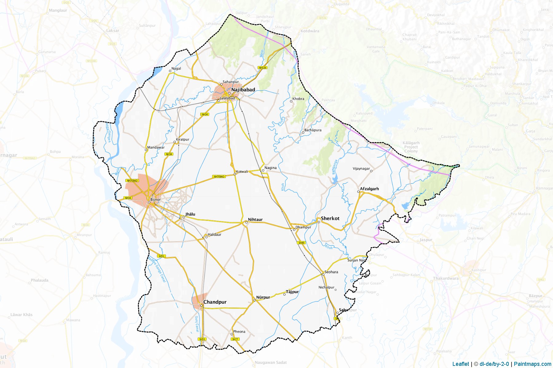 Muestras de recorte de mapas Bijnor (Uttar Pradesh)-1