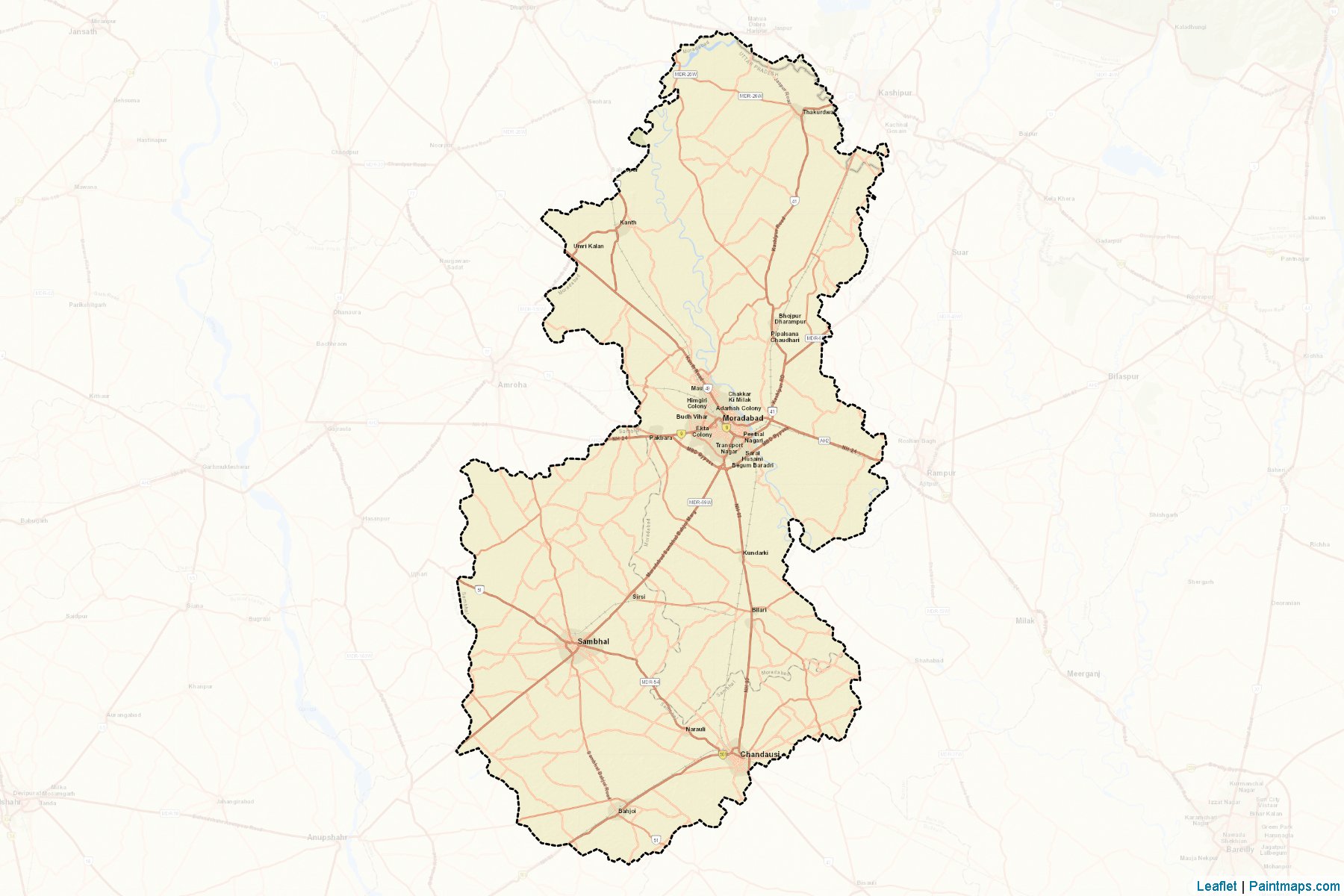 Muestras de recorte de mapas Moradabad (Uttar Pradesh)-2