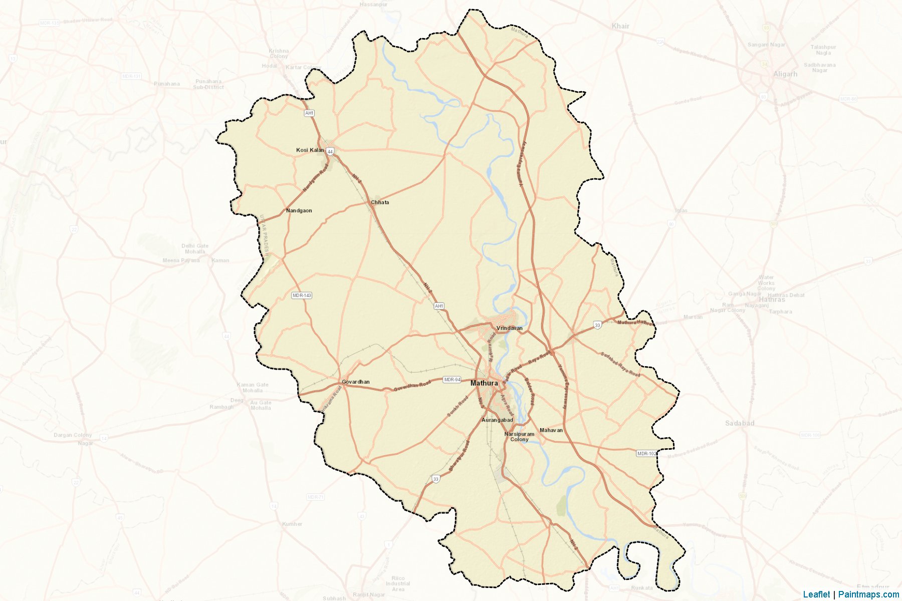 Mathura (Uttar Pradesh) Map Cropping Samples-2