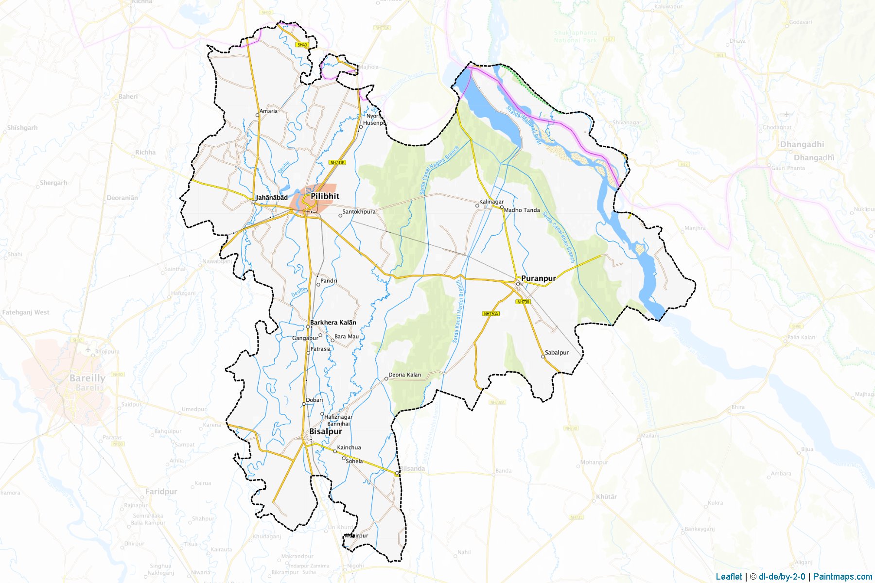 Muestras de recorte de mapas Pilibhit (Uttar Pradesh)-1