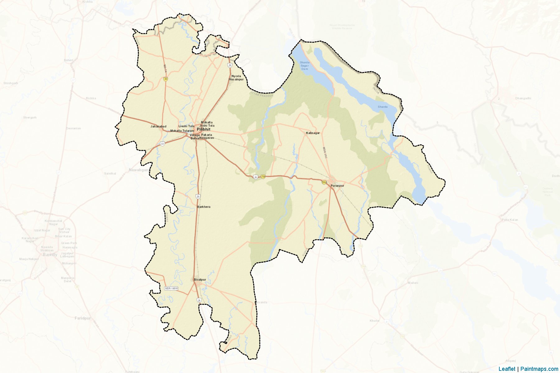 Muestras de recorte de mapas Pilibhit (Uttar Pradesh)-2