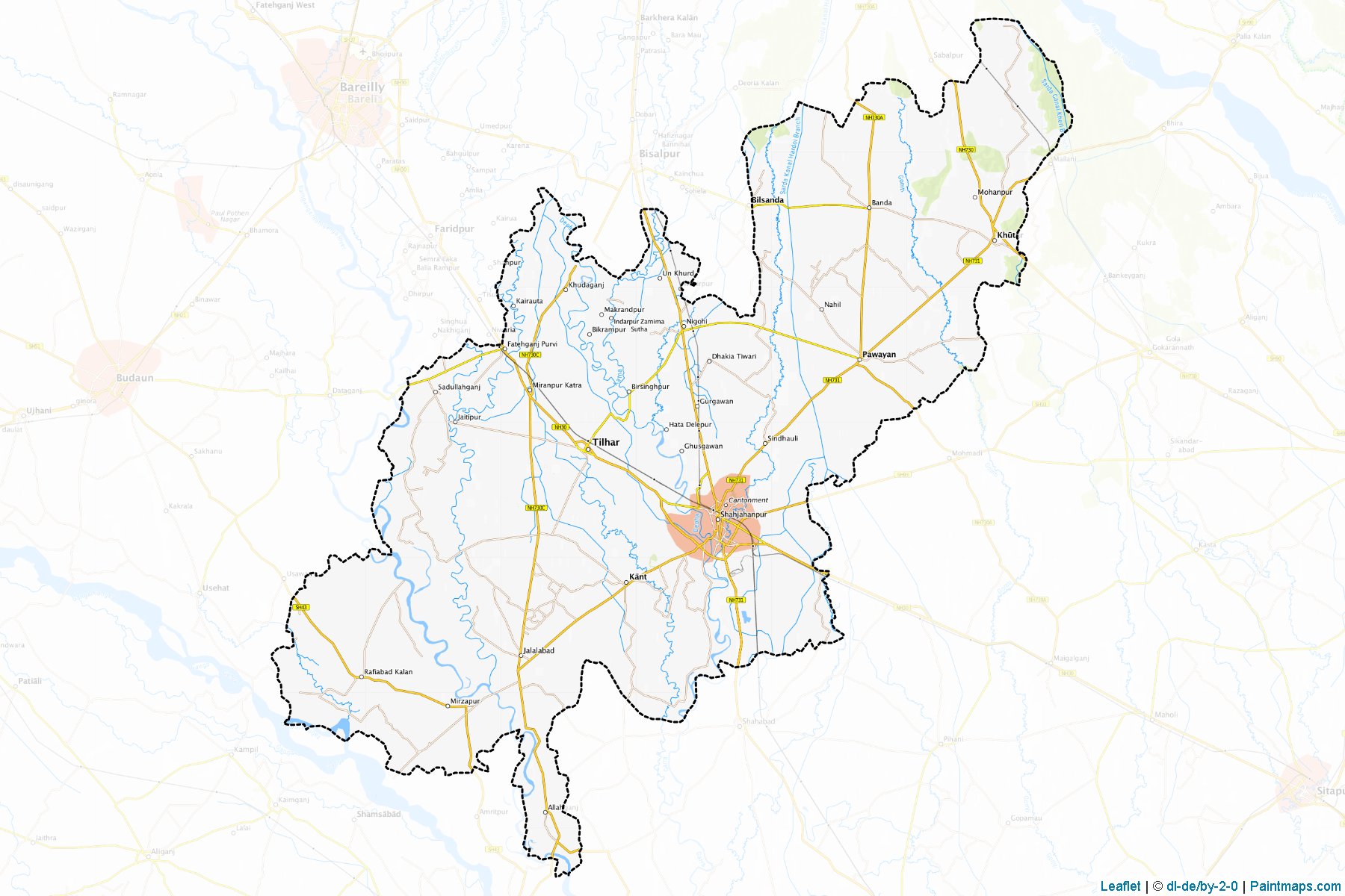 Shahjahanpur (Uttar Pradesh) Map Cropping Samples-1