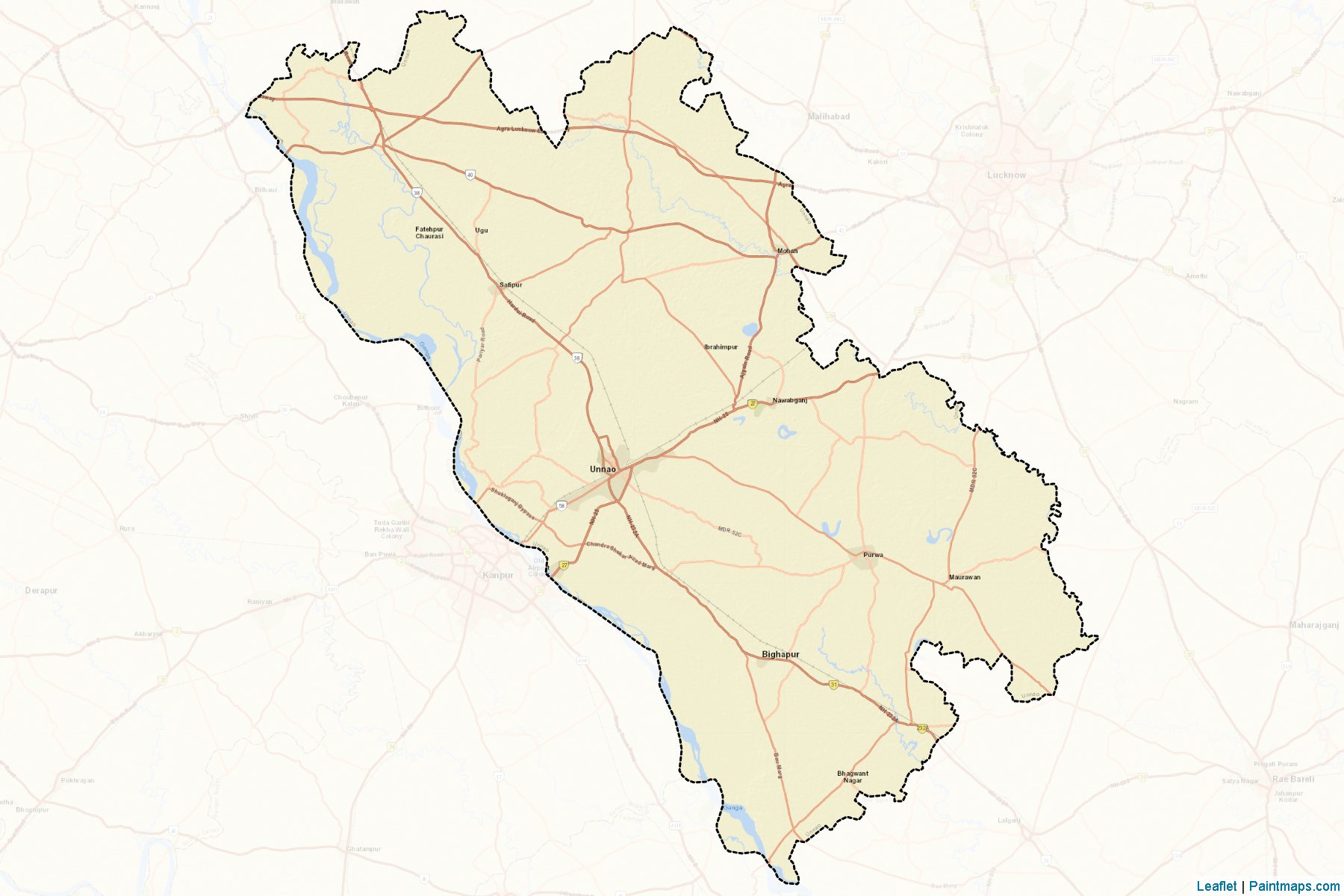 Muestras de recorte de mapas Unnao (Uttar Pradesh)-2