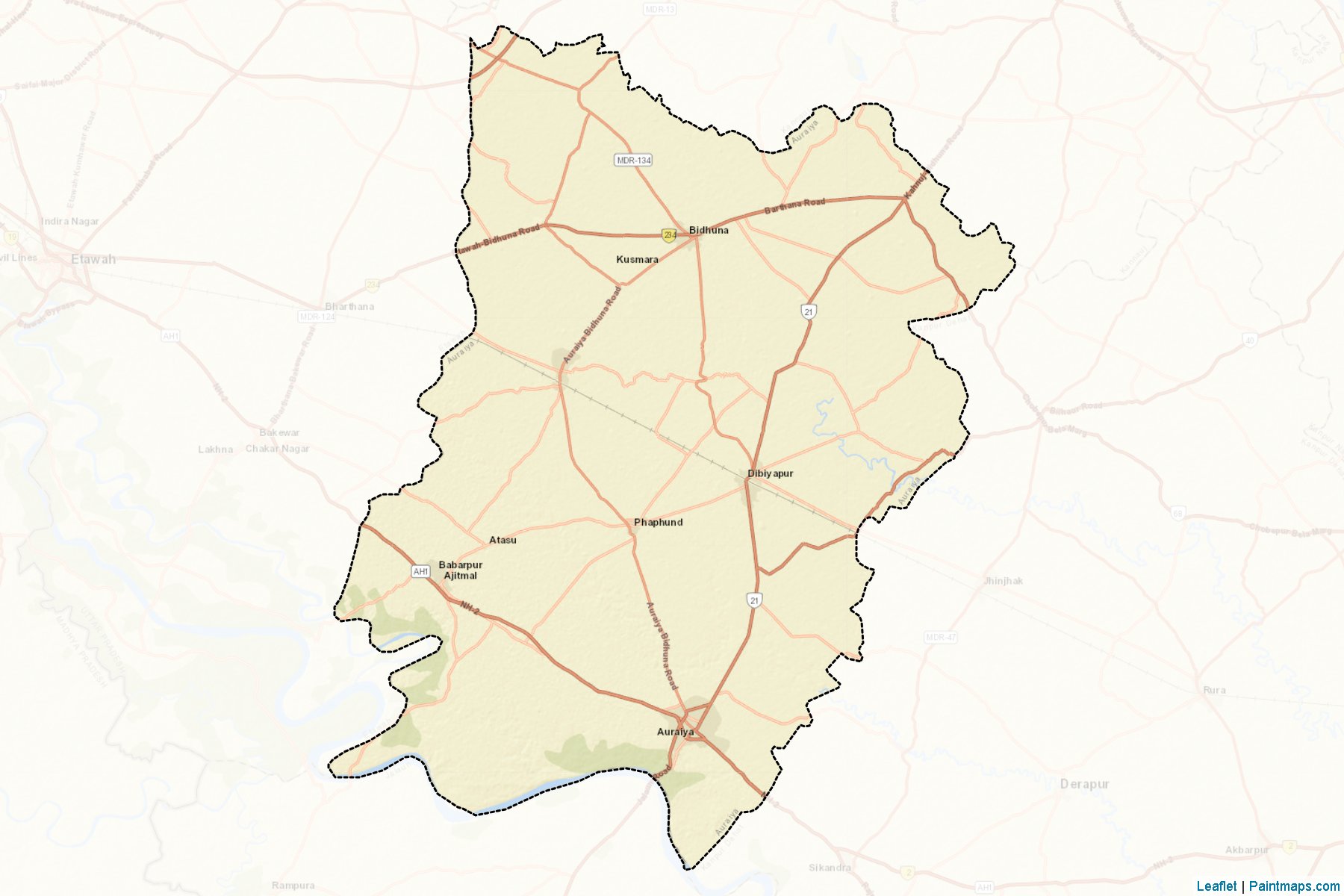 Muestras de recorte de mapas Auraiya (Uttar Pradesh)-2