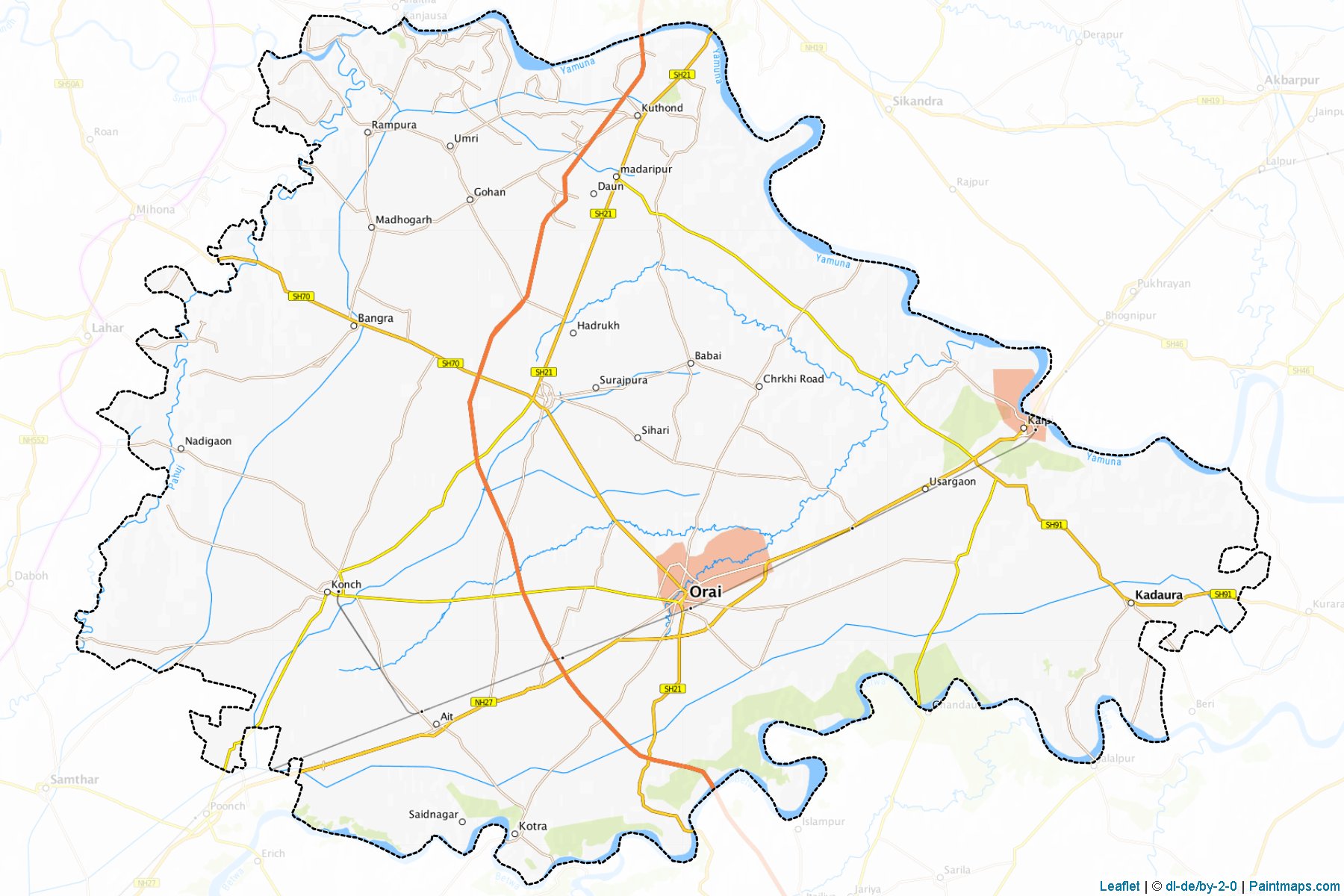 Muestras de recorte de mapas Jalaun (Uttar Pradesh)-1