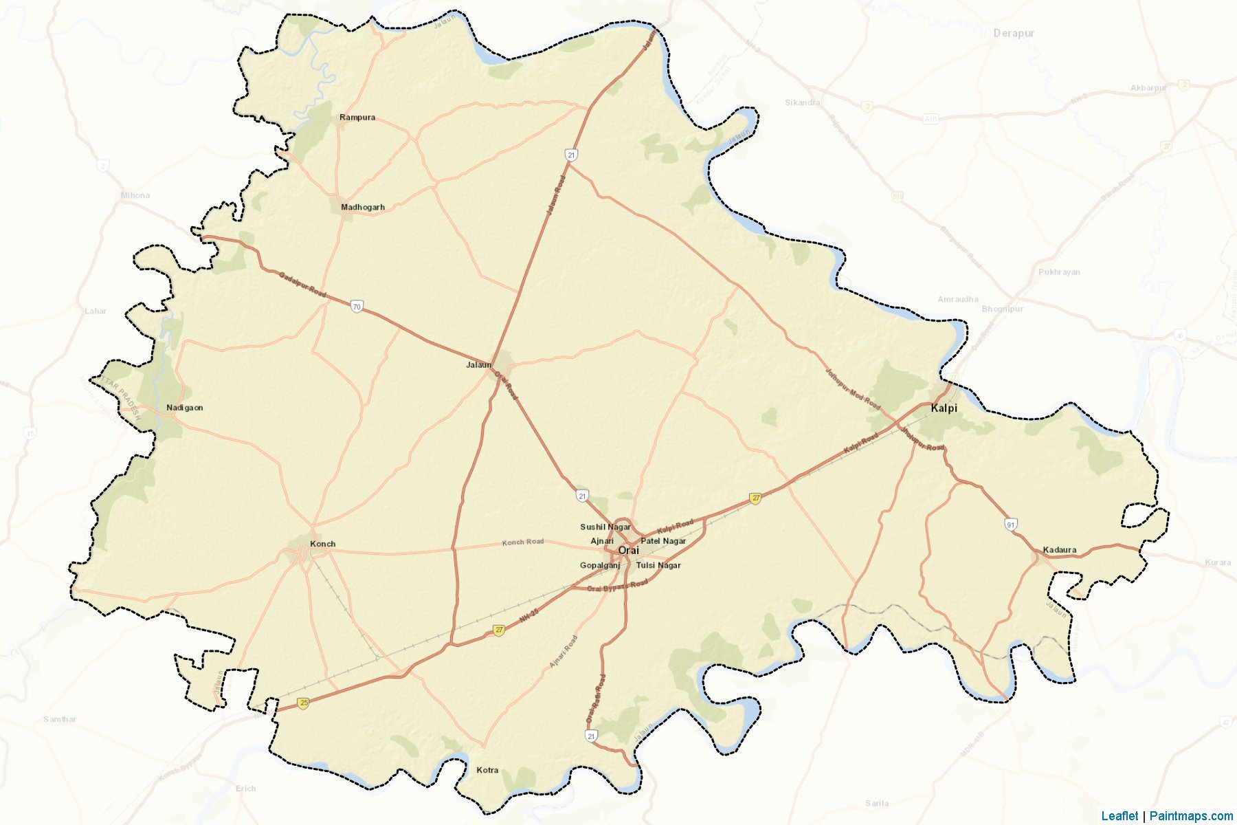 Muestras de recorte de mapas Jalaun (Uttar Pradesh)-2