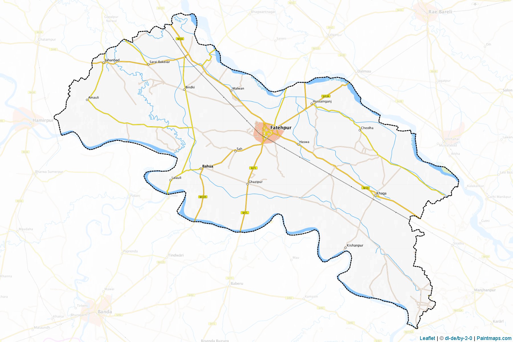 Muestras de recorte de mapas Fatehpur (Uttar Pradesh)-1