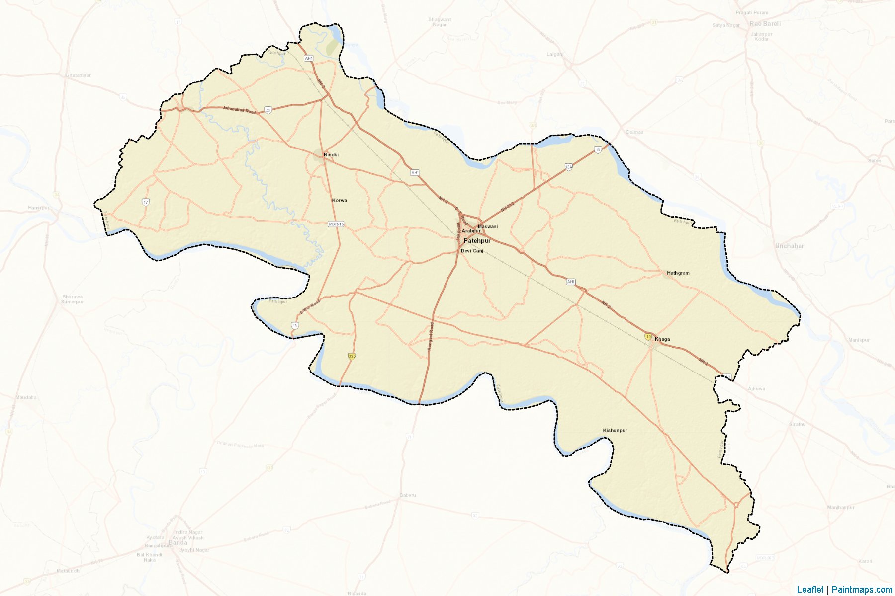 Muestras de recorte de mapas Fatehpur (Uttar Pradesh)-2