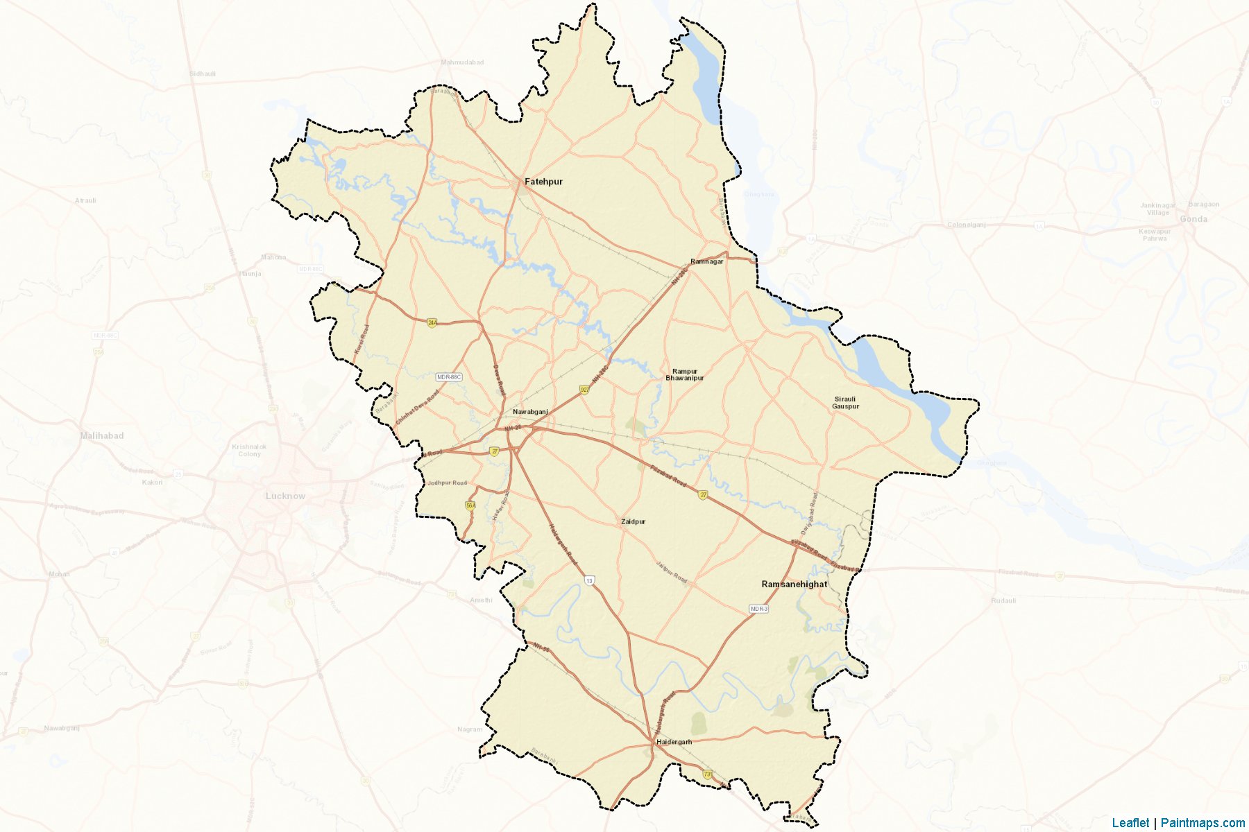 Muestras de recorte de mapas Bara Banki (Uttar Pradesh)-2