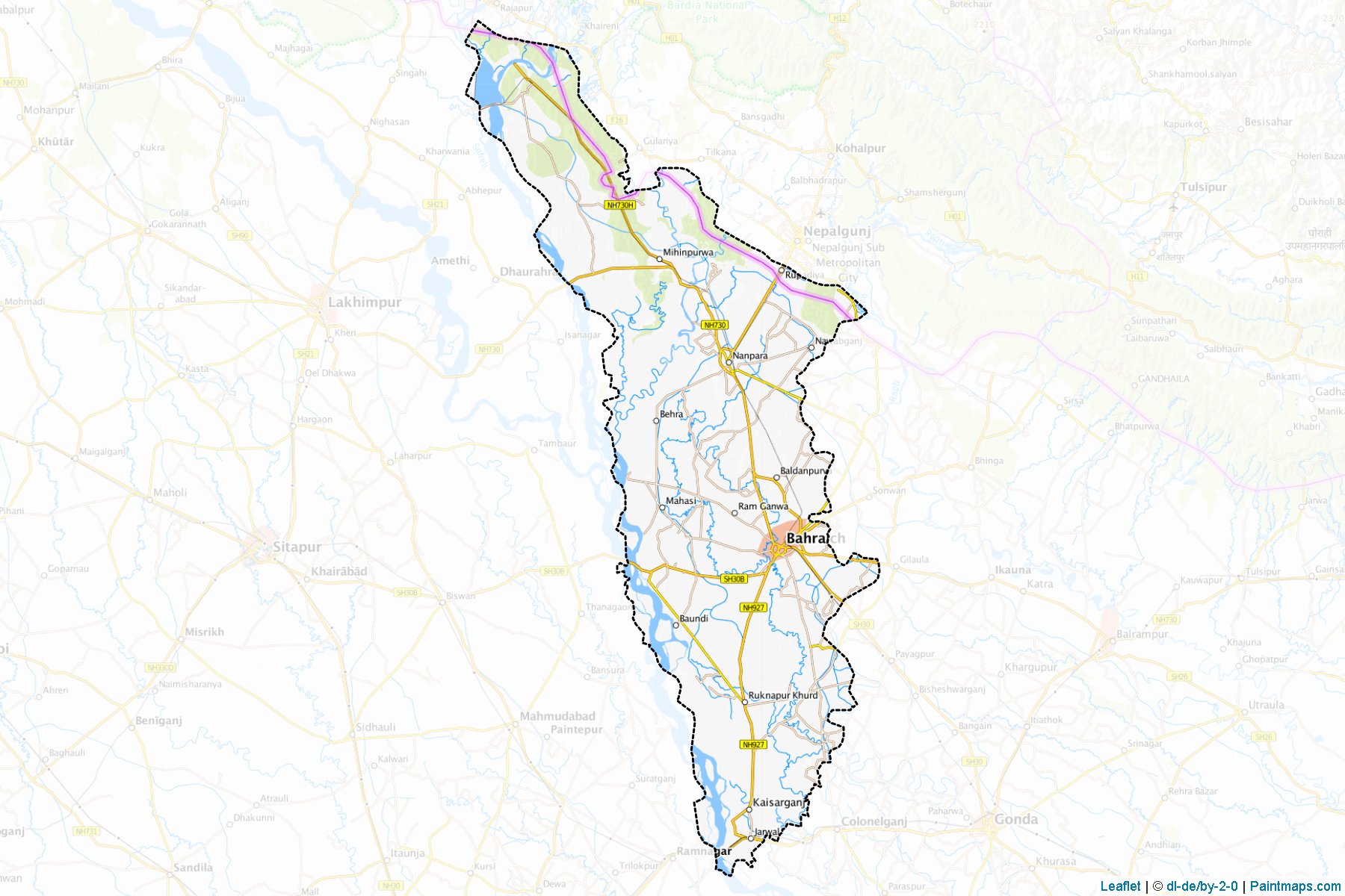 Muestras de recorte de mapas Bahraich (Uttar Pradesh)-1