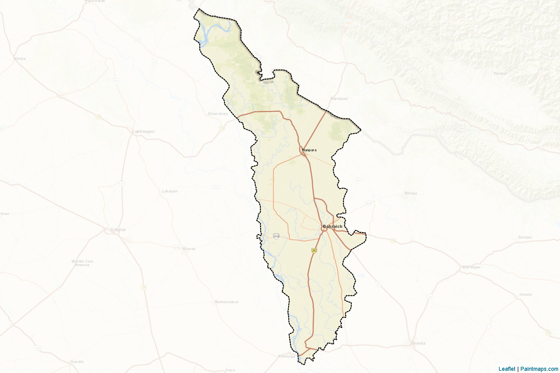 Muestras de recorte de mapas Bahraich (Uttar Pradesh)-2