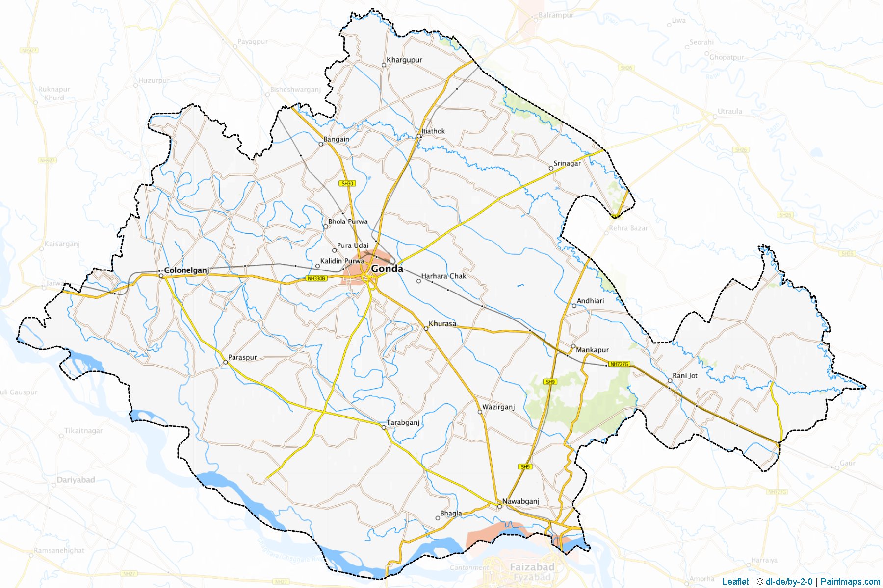 Gonda (Uttar Pradeş) Haritası Örnekleri-1