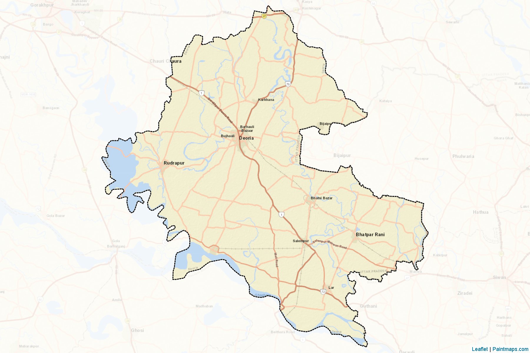 Muestras de recorte de mapas Deoria (Uttar Pradesh)-2