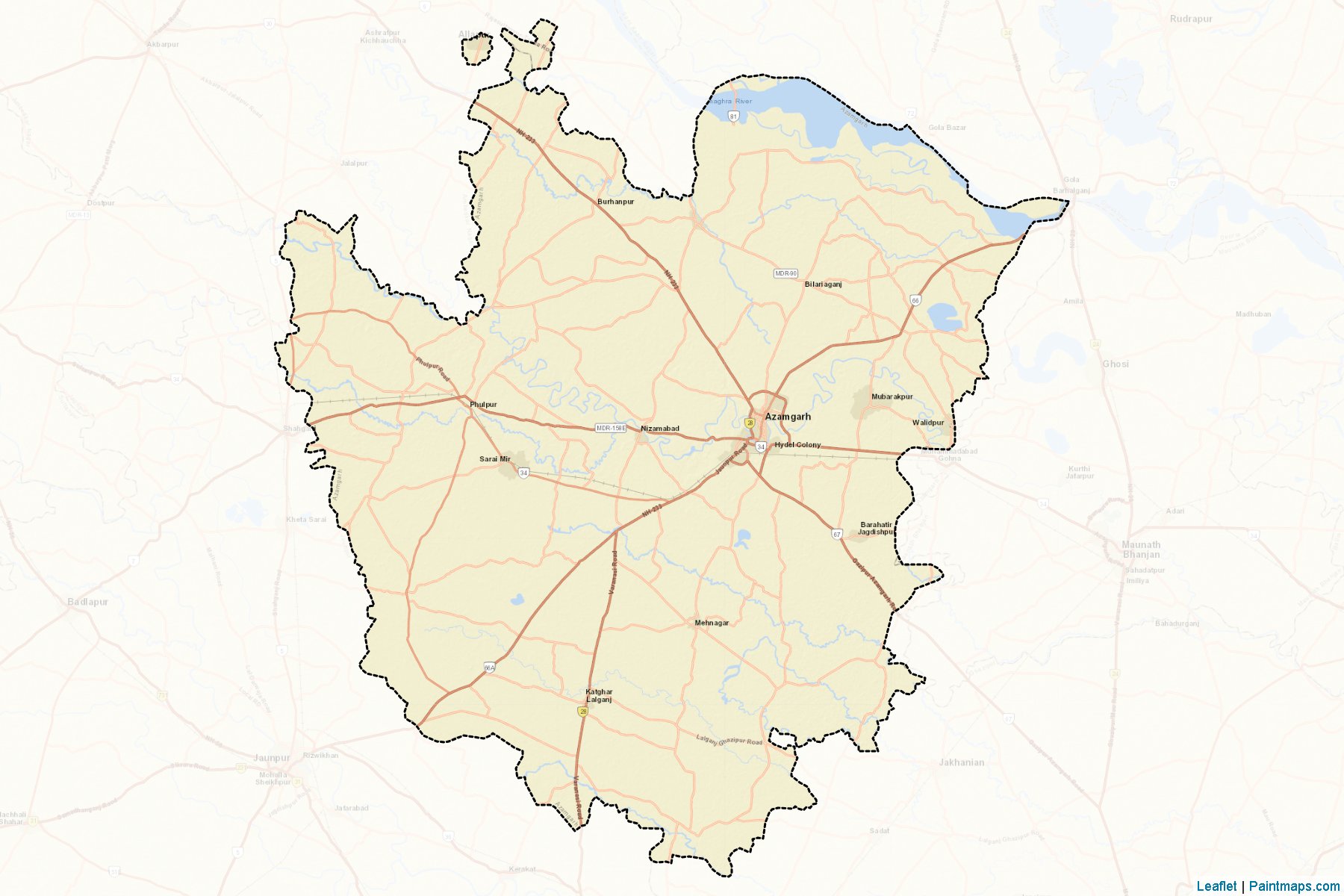 Muestras de recorte de mapas Azamgarh (Uttar Pradesh)-2